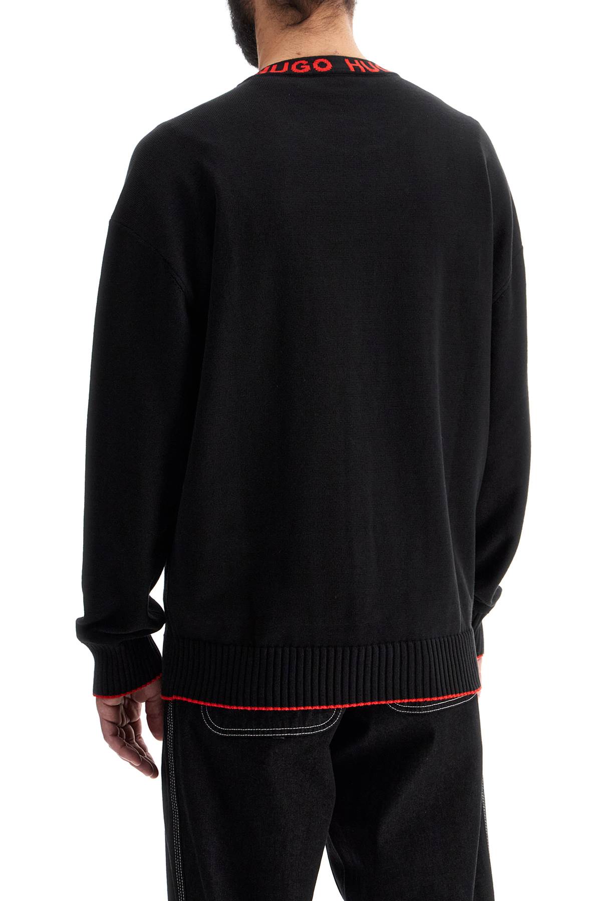 Hugo black wide neck sweatshirt loose fit long sleeve image 2