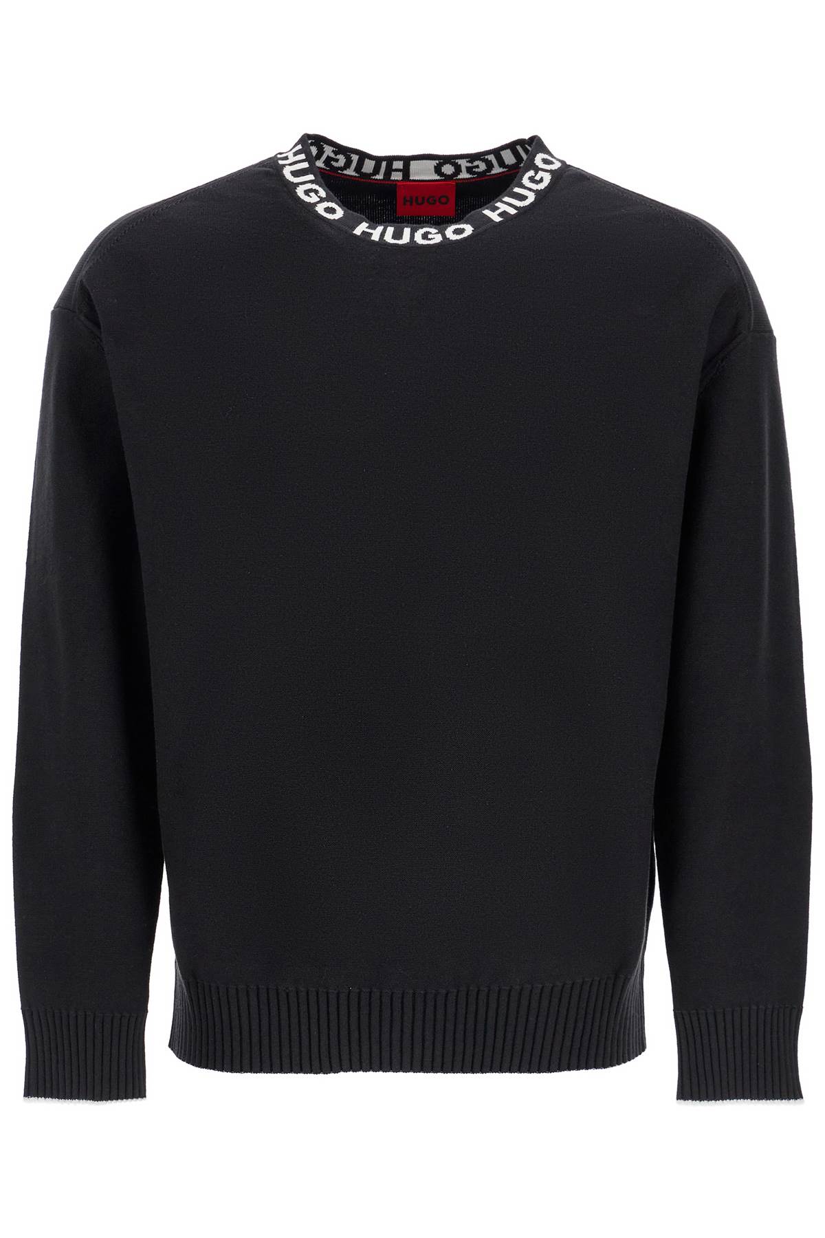 Hugo men's regular fit wide neck long sleeve sweatshirt black image 0