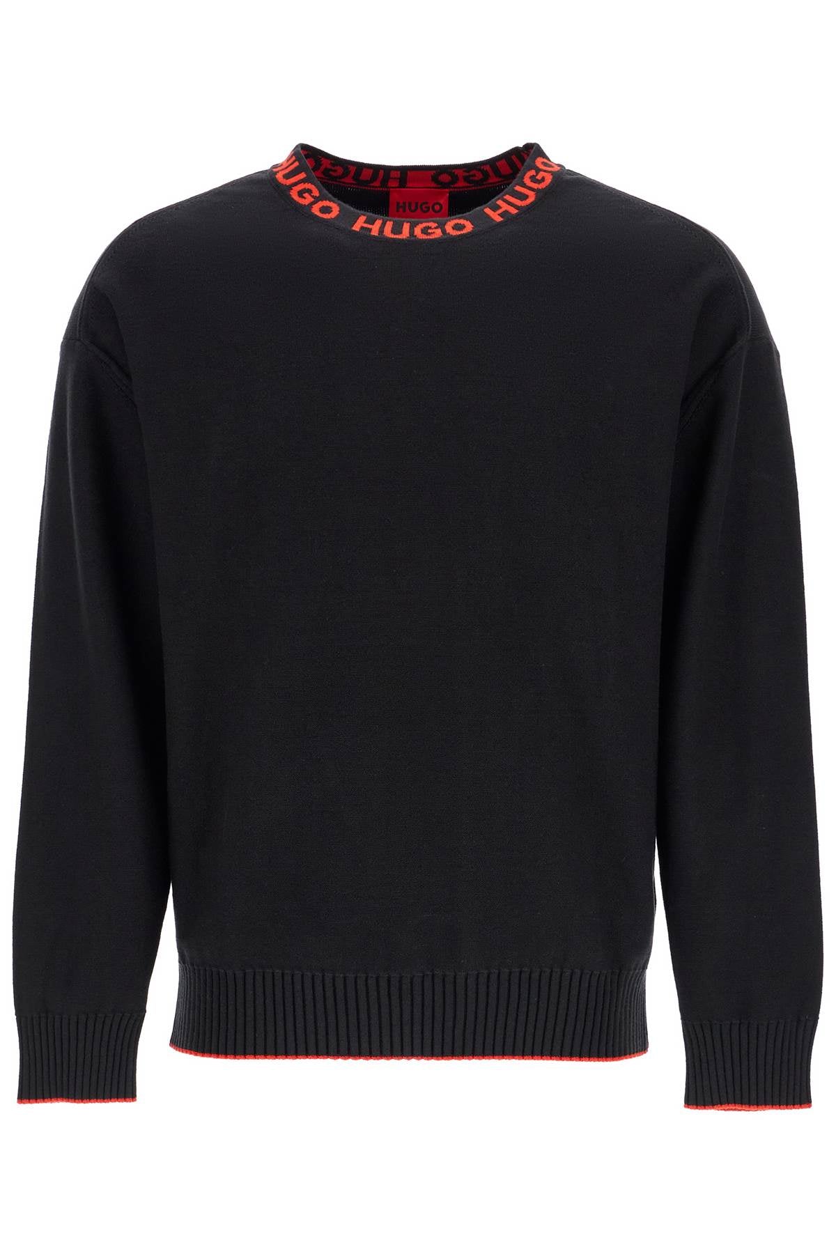 Hugo black wide neck sweatshirt loose fit long sleeve image 0