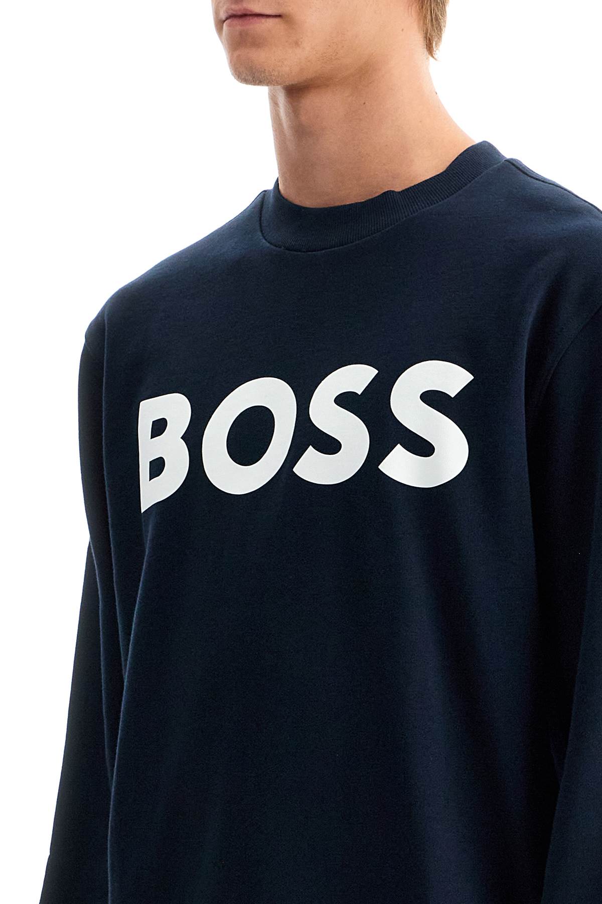 Boss Webasiccrew Logo Sweatshirt: Classic Crew Neck in Medium Weight Cotton image 3