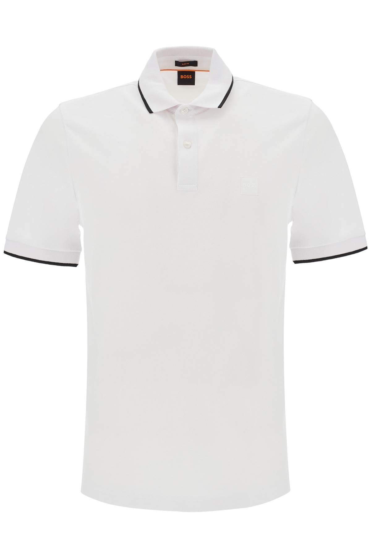 Boss slim fit piqué polo shirt with tipped image 0