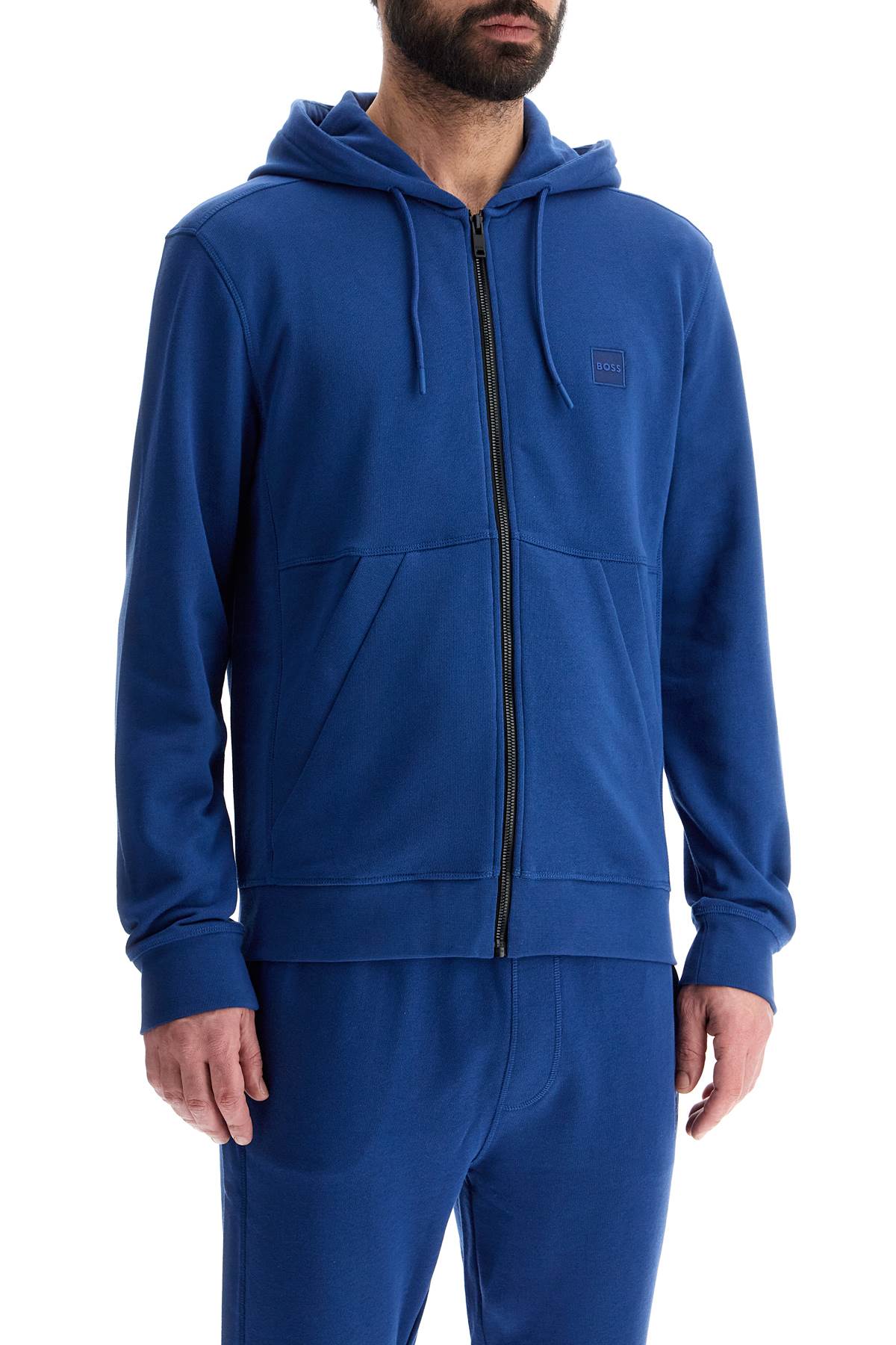 Boss blue regular fit zip hoodie long sleeve image 1