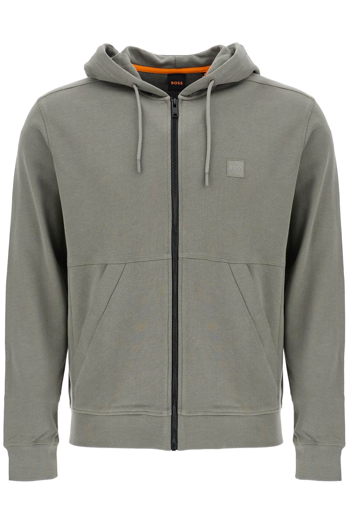 Boss regular fit gray zip-up hoodie image 0