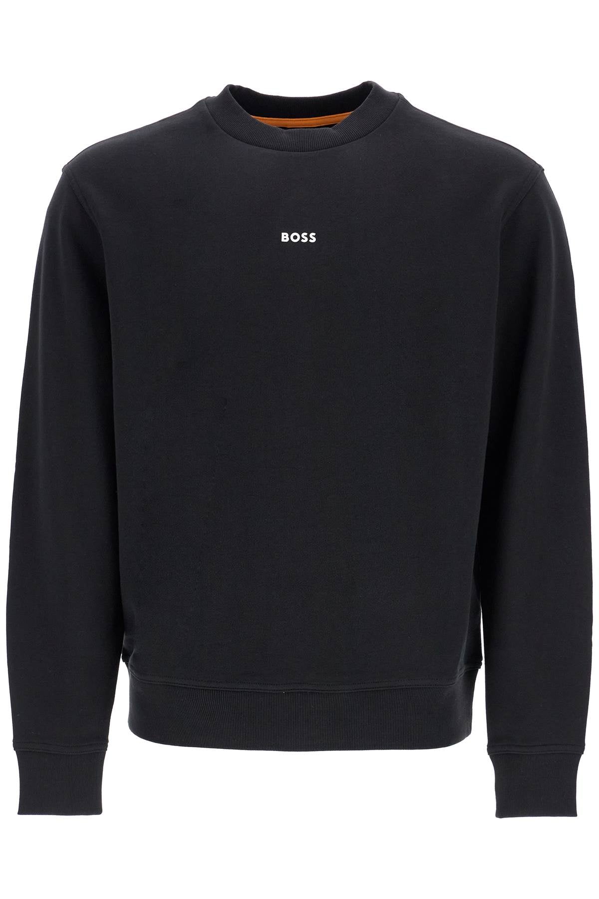 Boss men's black cotton sweatshirt with long sleeves and round neck image 0