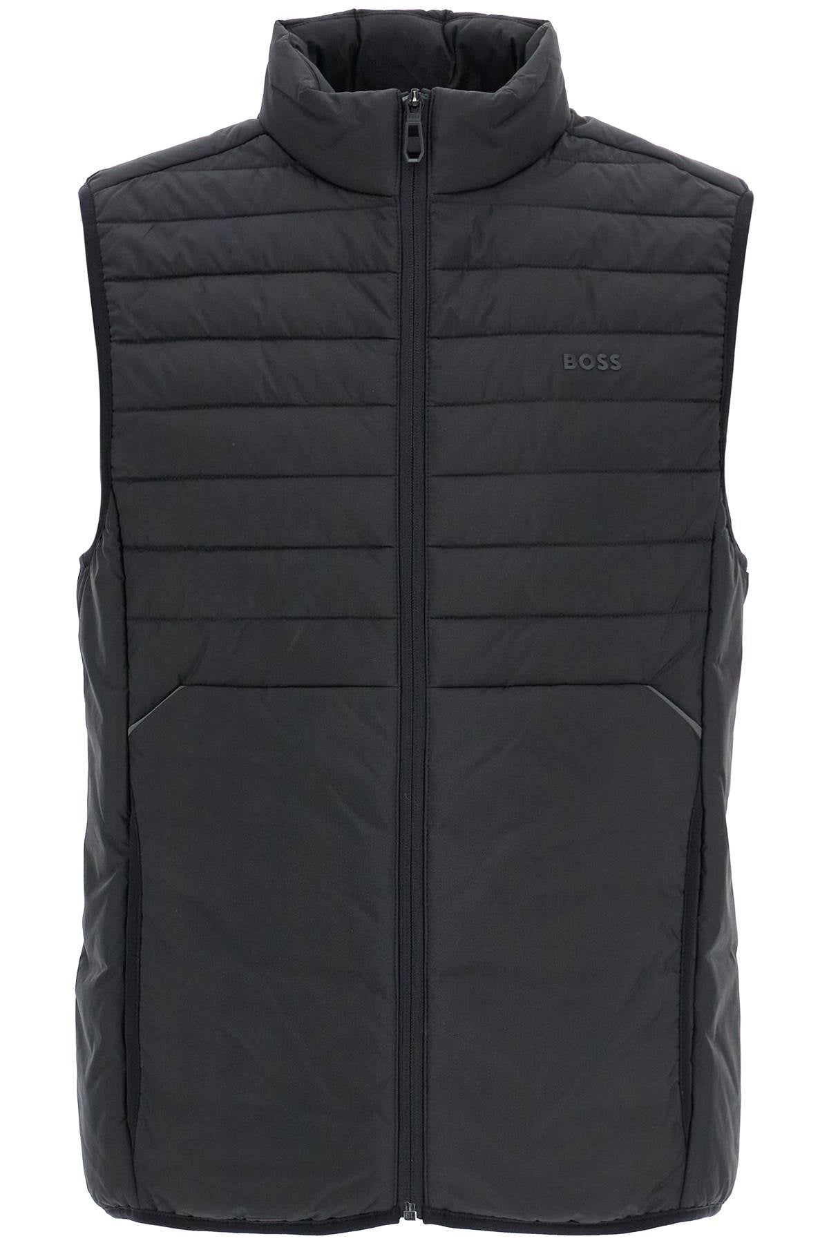 Boss black high collar quilted gilet regular fit image 0