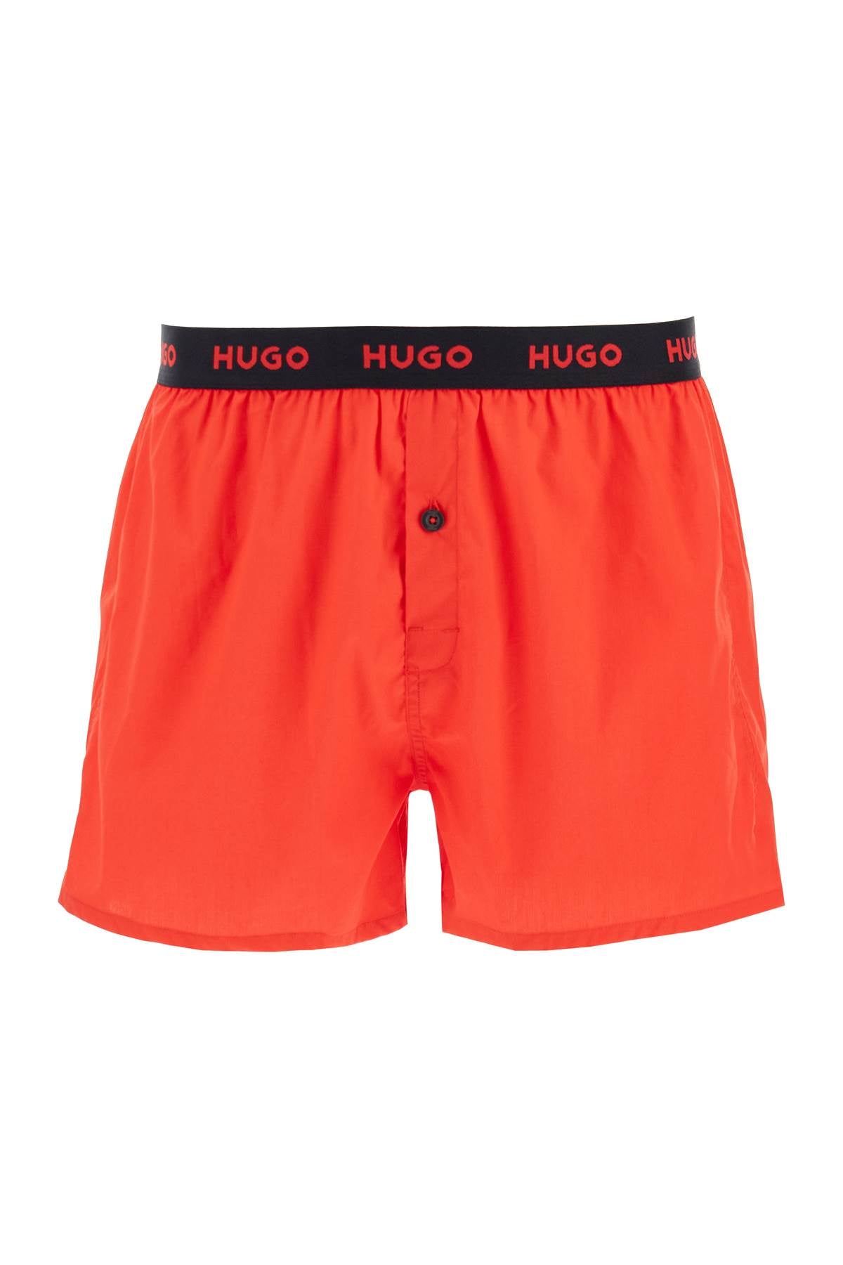 Hugo set di 3 boxer in cotone loose con bottoni rosso e nero image 1