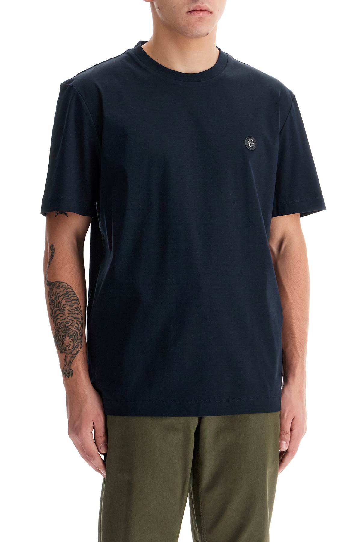 BOSS Crew Neck T-Shirt with Double Monogram Patch image 1