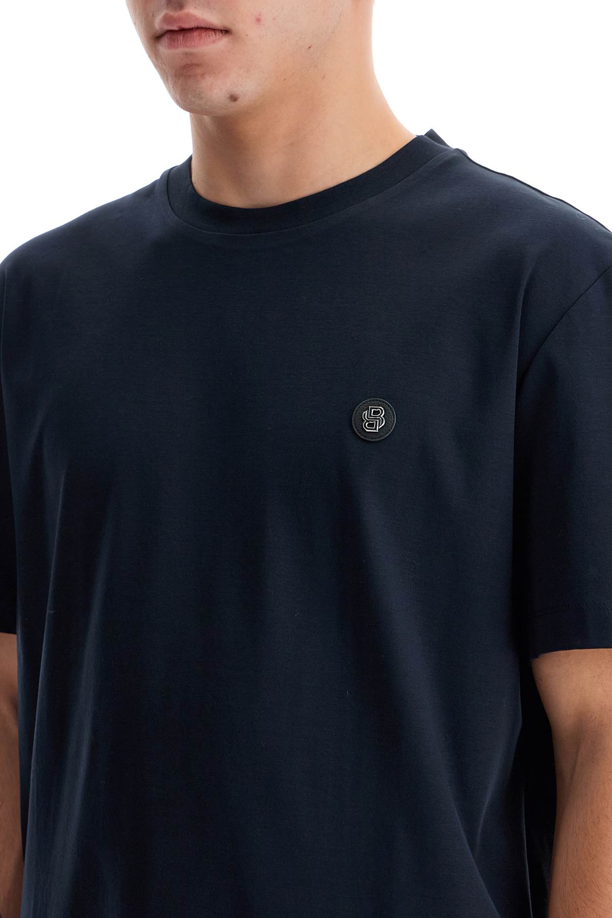 BOSS Crew Neck T-Shirt with Double Monogram Patch image 3