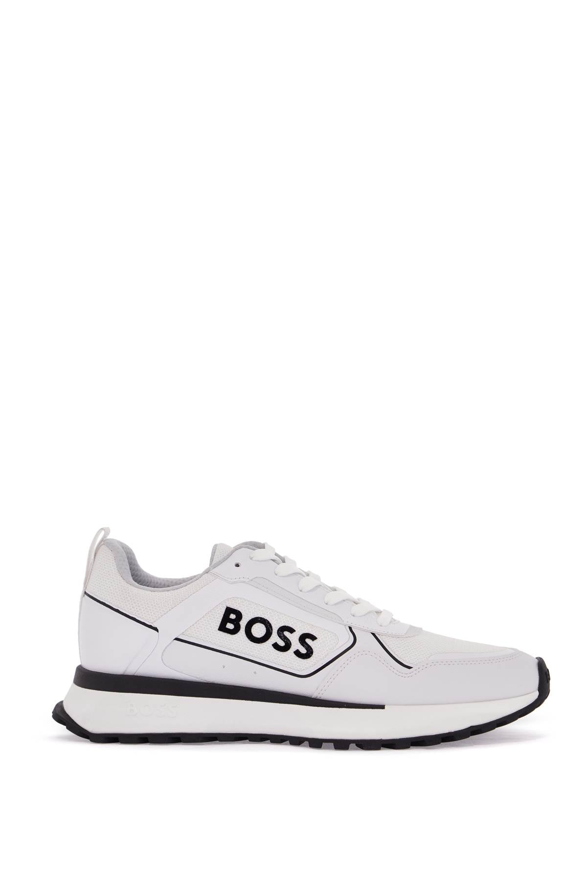 Boss white sneakers with black details and tank sole for men image 0