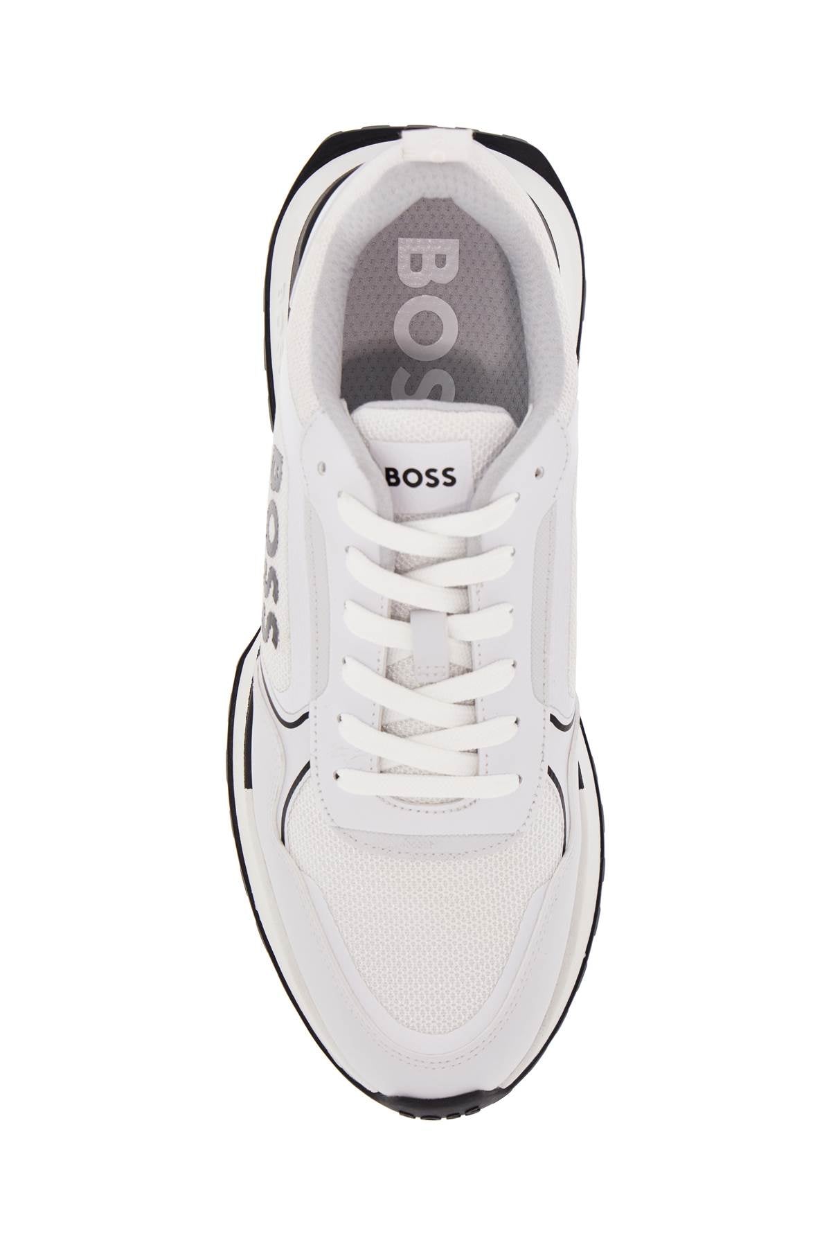 Boss white sneakers with black details and tank sole for men image 1