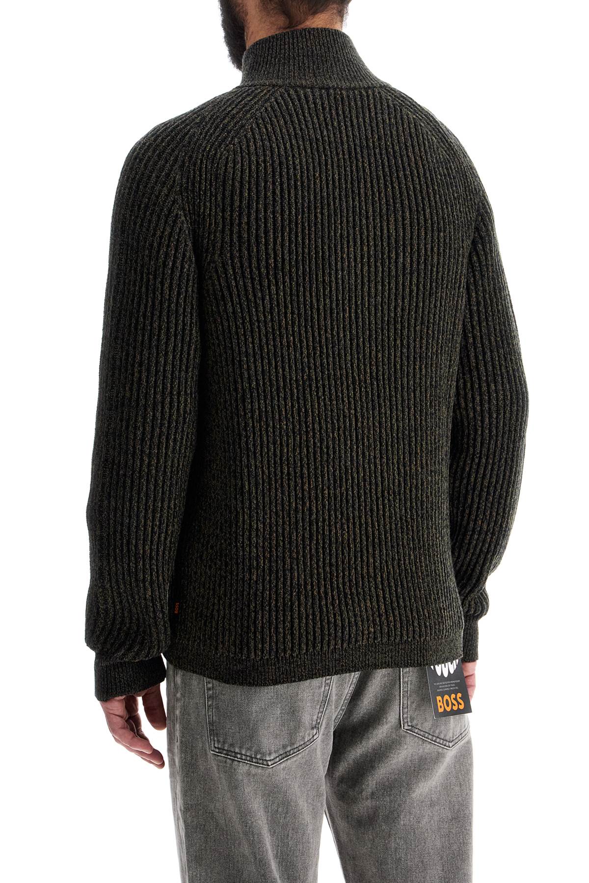 Boss regular fit green high neck sweater in wool and polyacrylic image 2