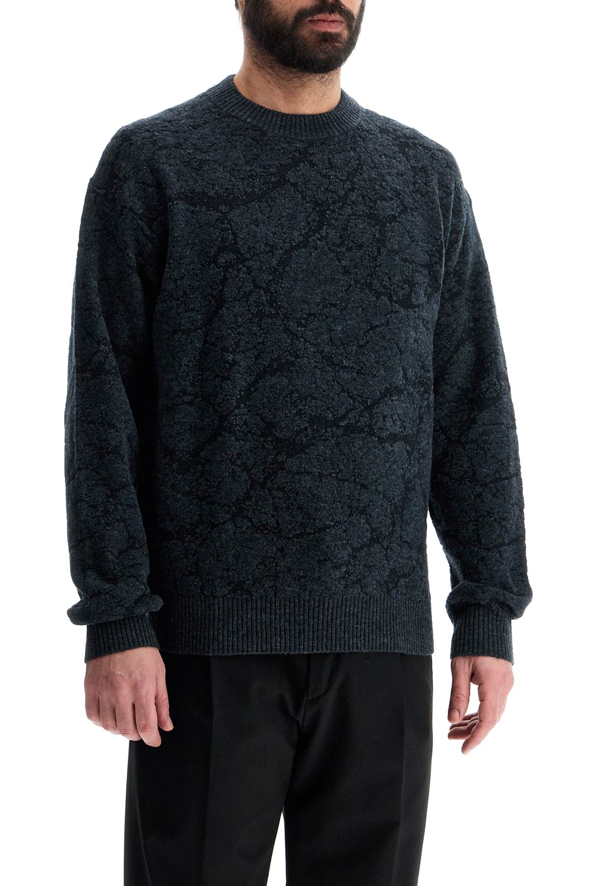 Boss men's black wool sweater with wide neck regular fit image 1