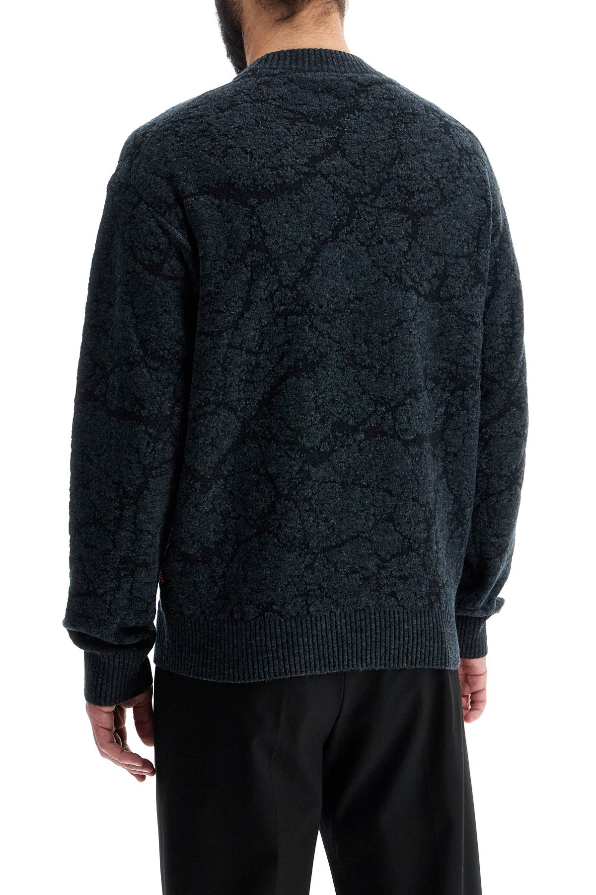 Boss men's black wool sweater with wide neck regular fit image 2