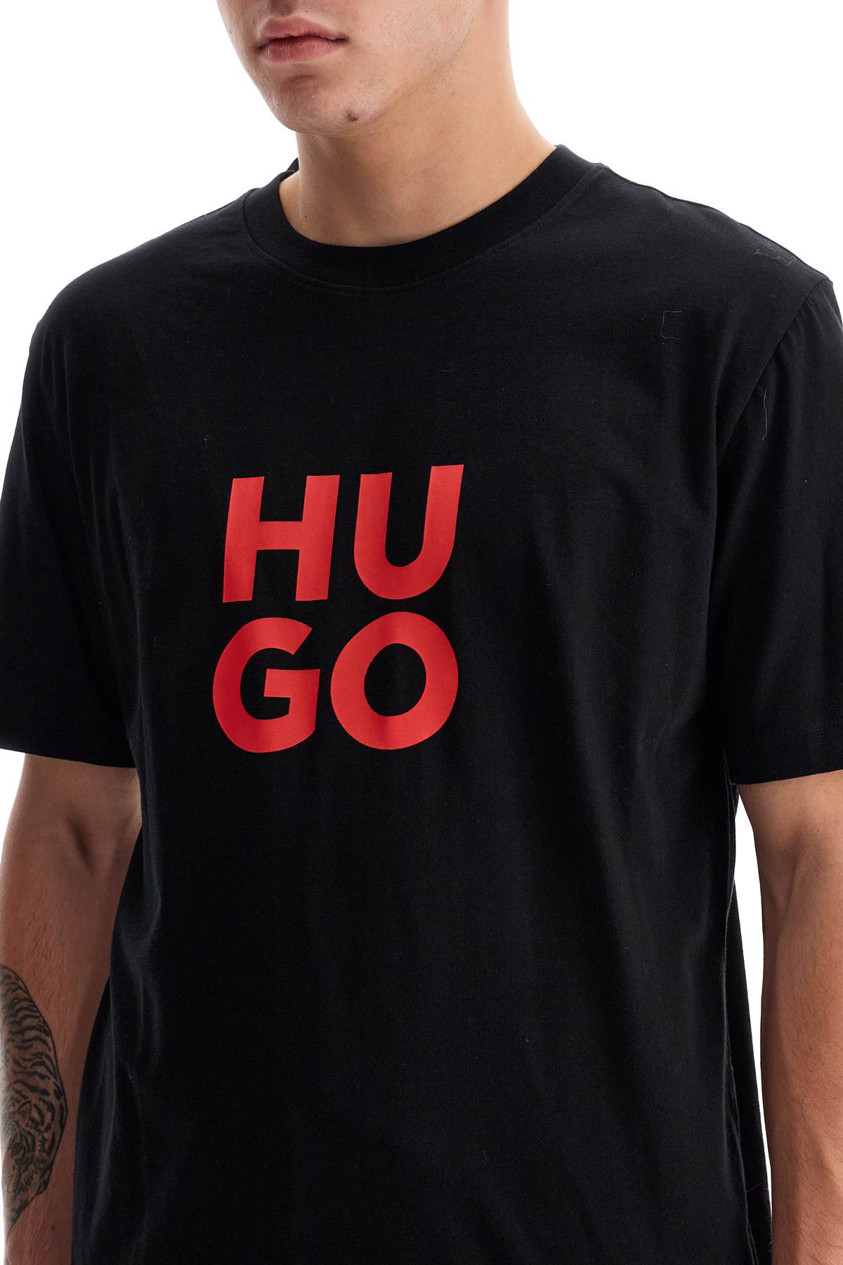 Hugo Logo Print Crew Neck T-Shirt image 3