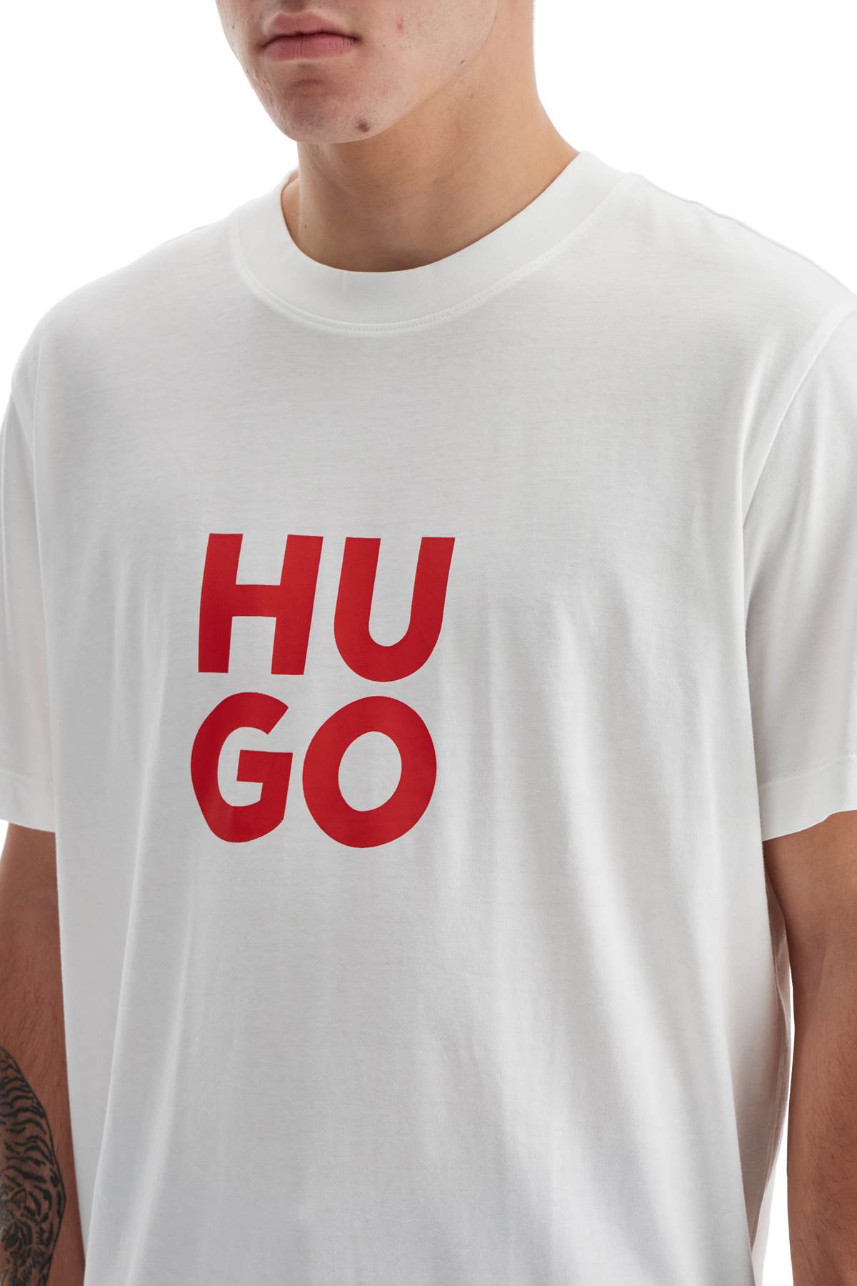 Hugo Logo Print Crew Neck T-Shirt image 3