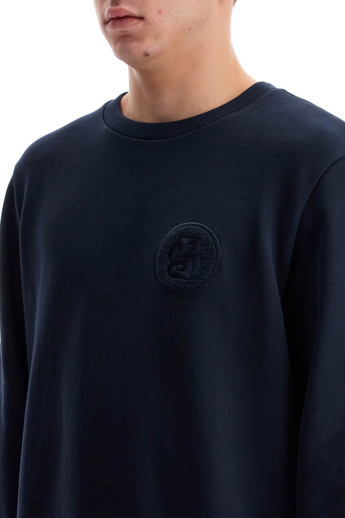 BOSS Brushed Cotton Crewneck Sweatshirt with Double Monogram image 3