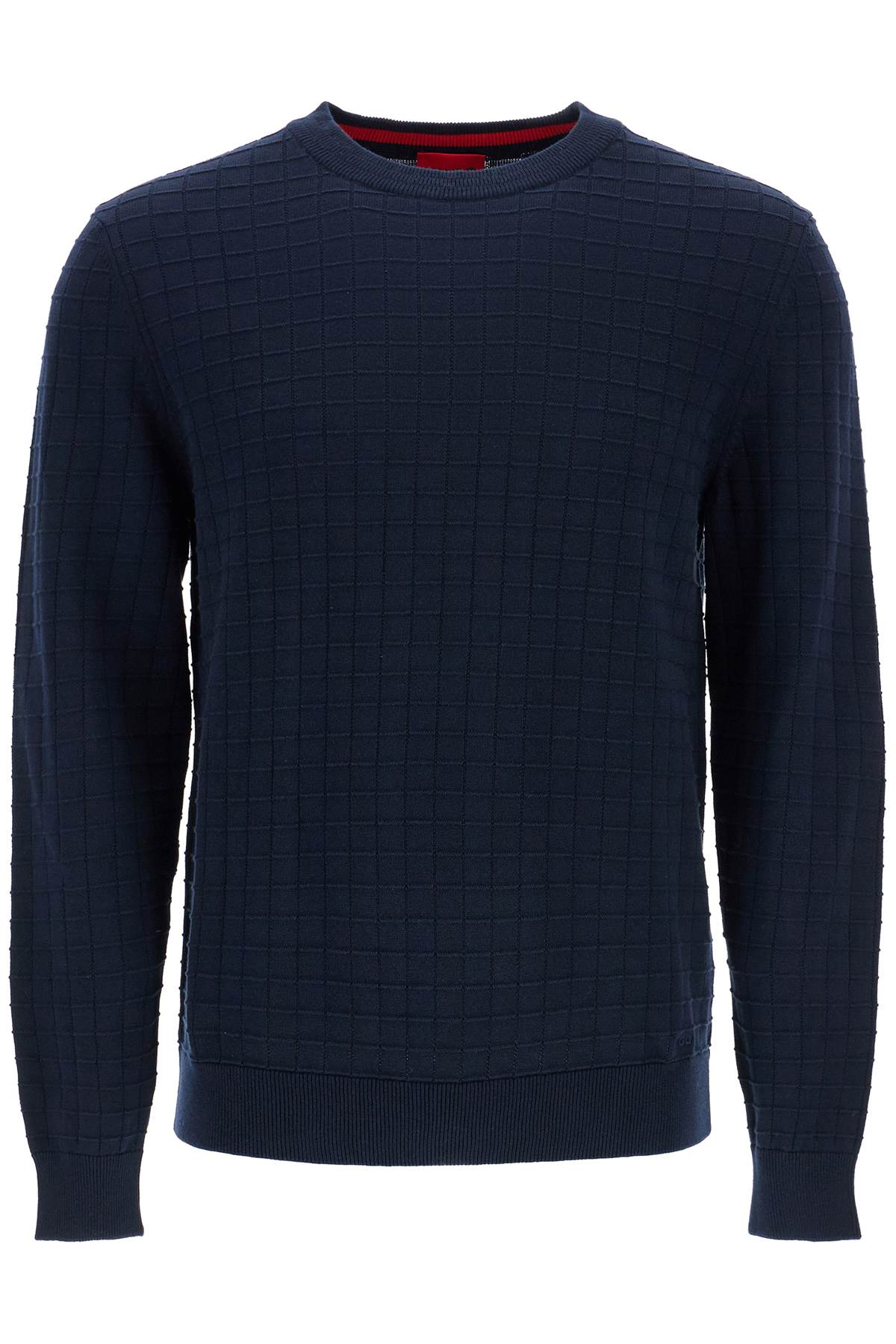 Hugo navy blue cotton sweater with round neck regular fit image 0