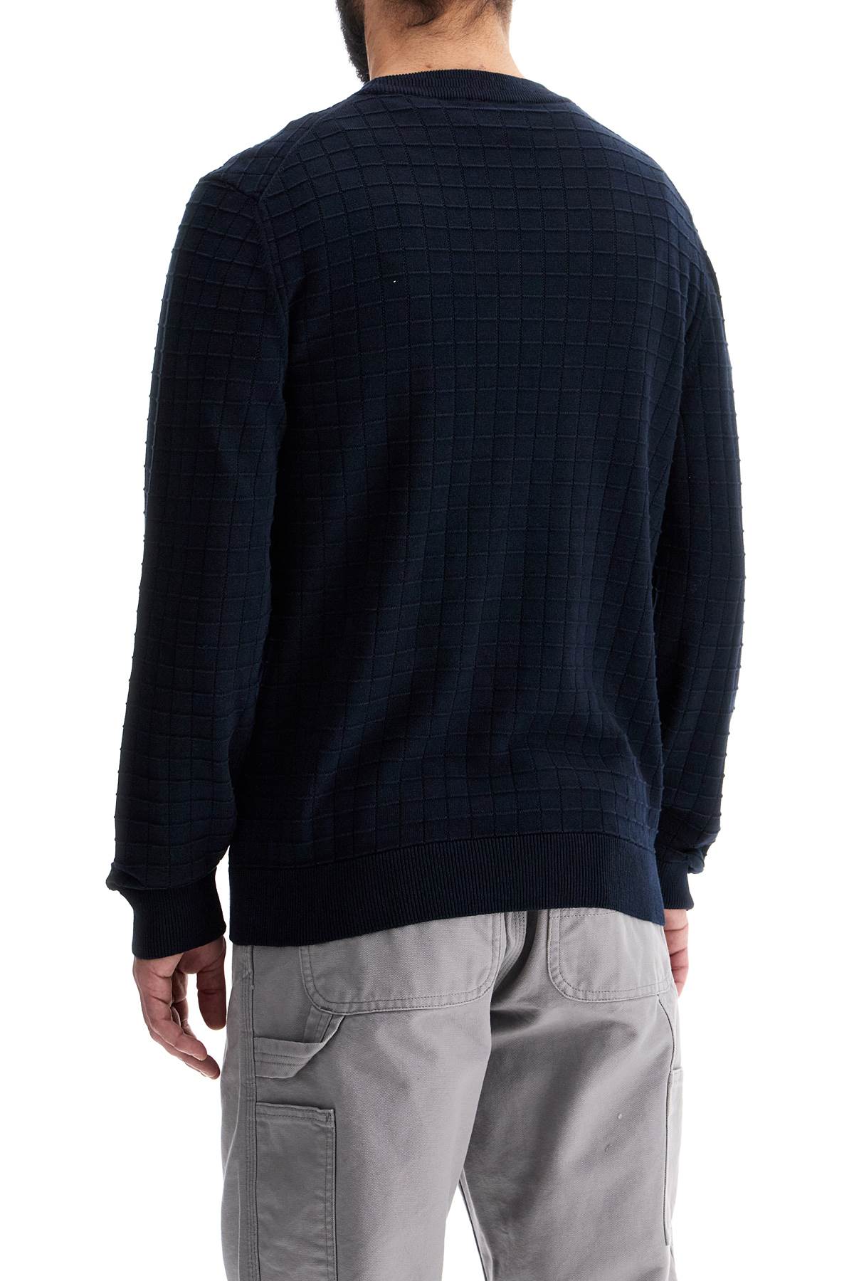 Hugo navy blue cotton sweater with round neck regular fit image 2