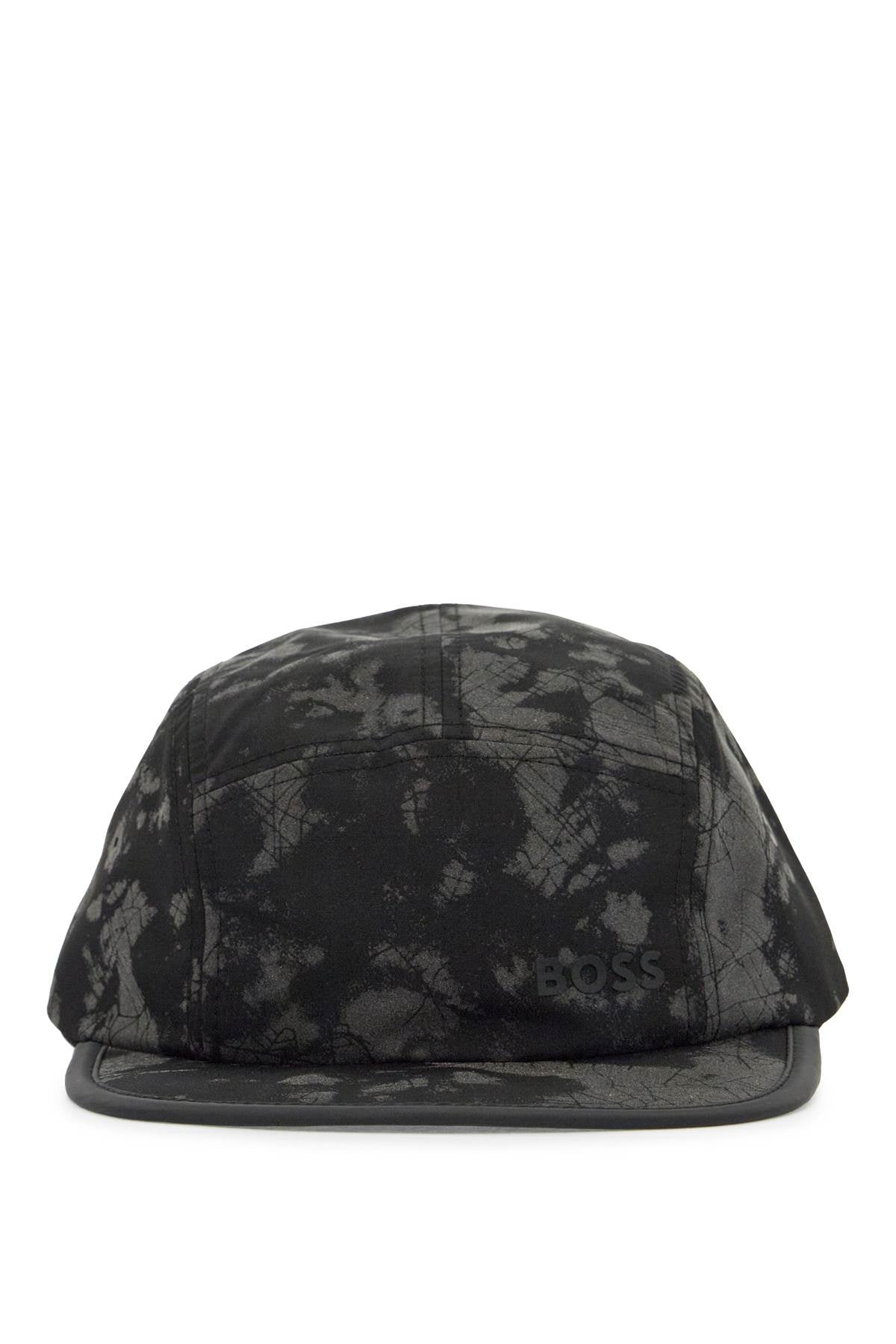 Boss black flat brim hat with graphic print and adjustable closure image 0