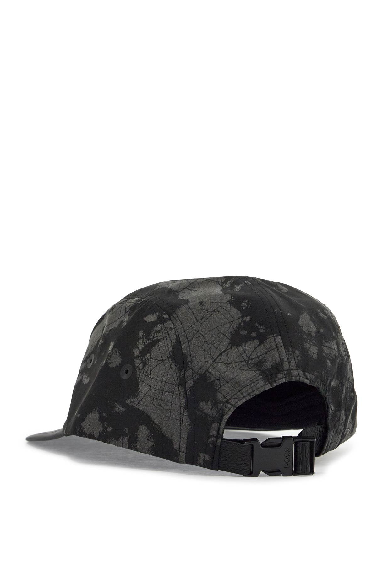 Boss black flat brim hat with graphic print and adjustable closure image 1