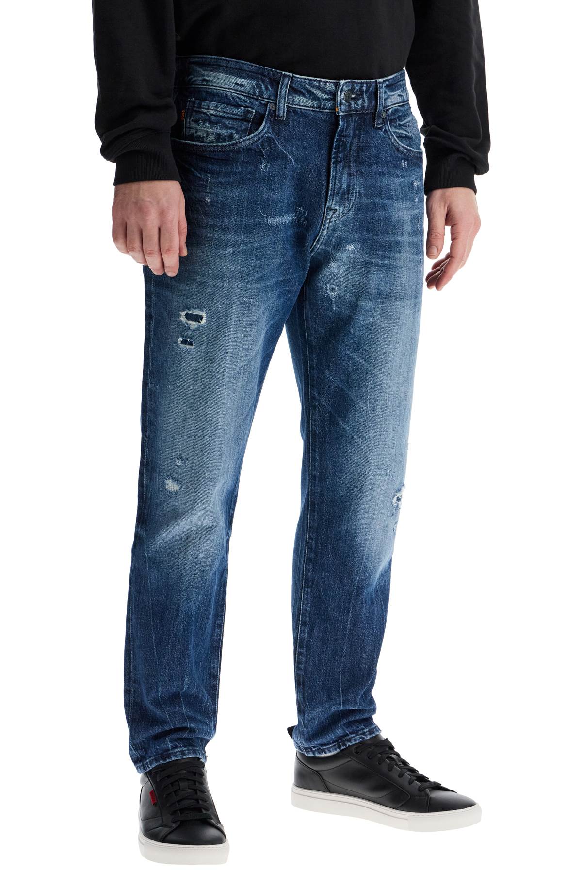 Boss regular fit turquoise jeans with faded effect image 1