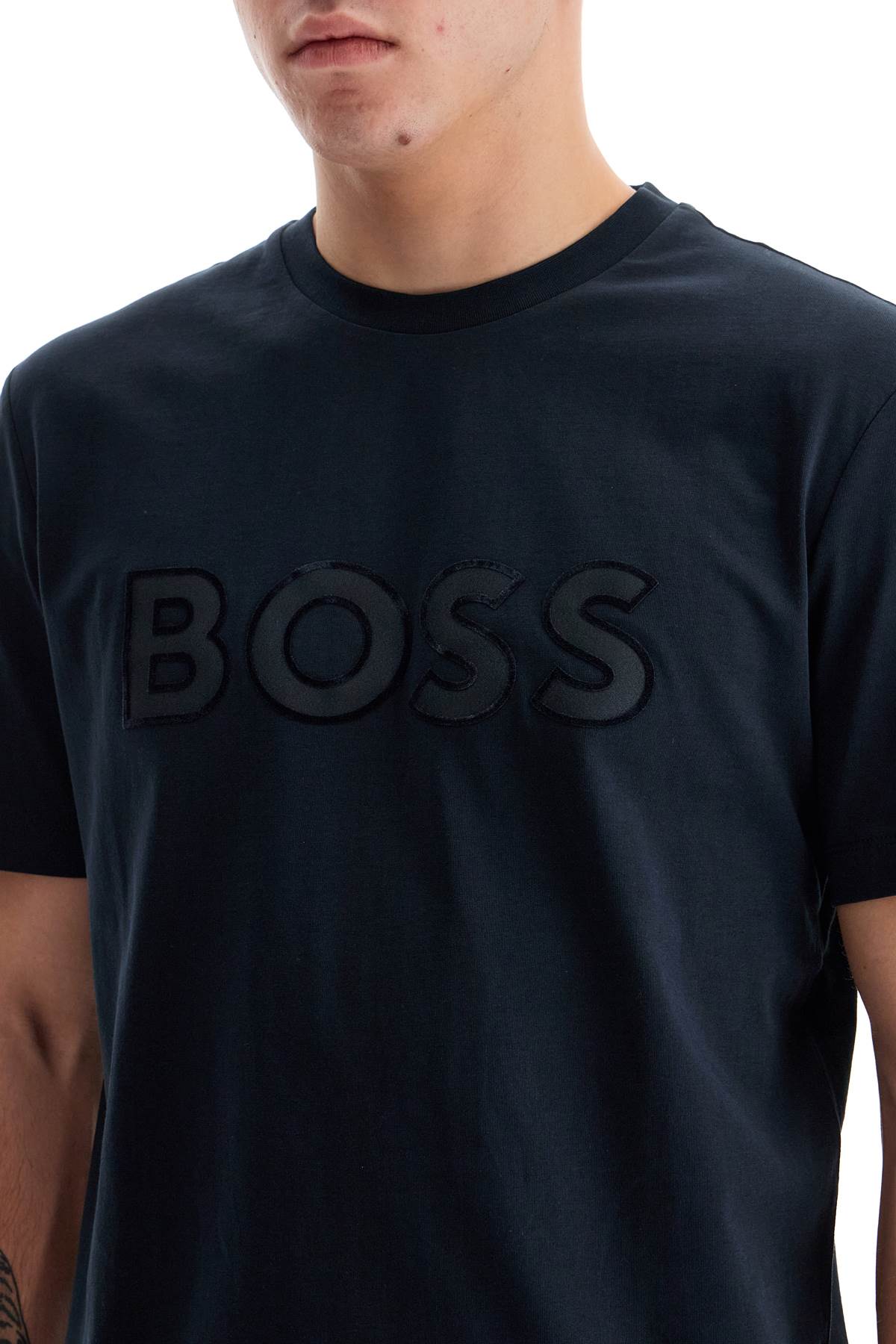 BOSS Men's Crew Neck T-Shirt with Patch Logo image 3