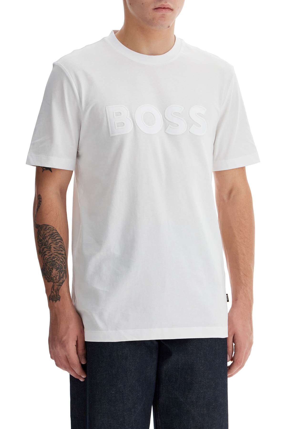 BOSS Men's Crew Neck T-Shirt with Patch Logo image 1