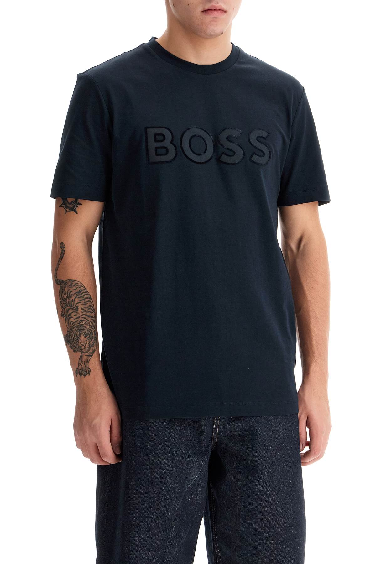 BOSS Men's Crew Neck T-Shirt with Patch Logo image 1