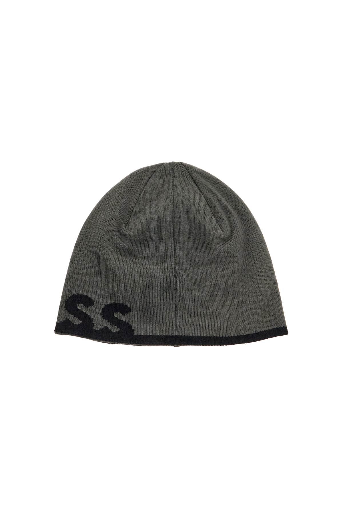 Boss elegant dark gray wool and acrylic beanie with contrasting logo image 1