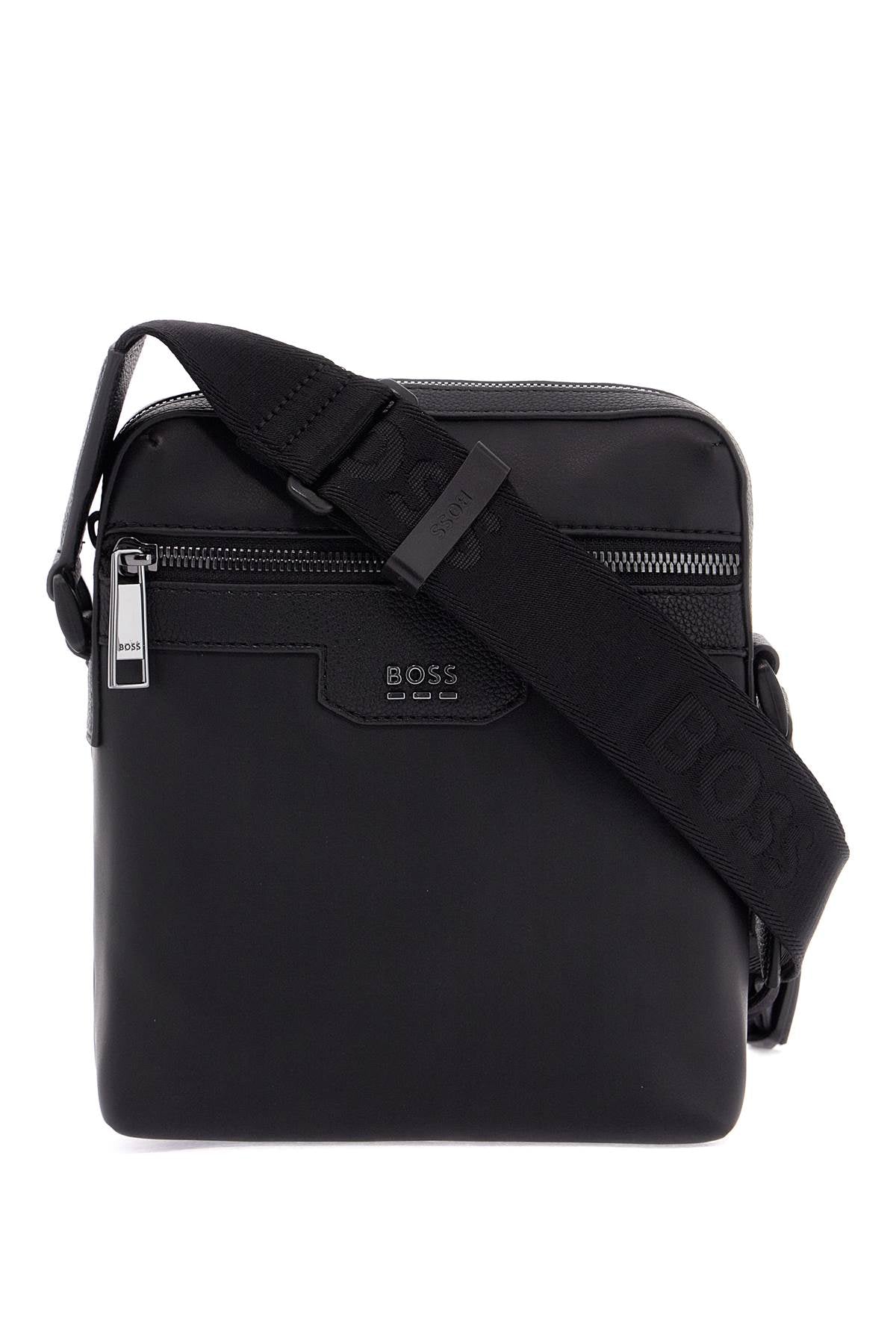 Boss jareth black synthetic shoulder bag with zip for office and travel image 0