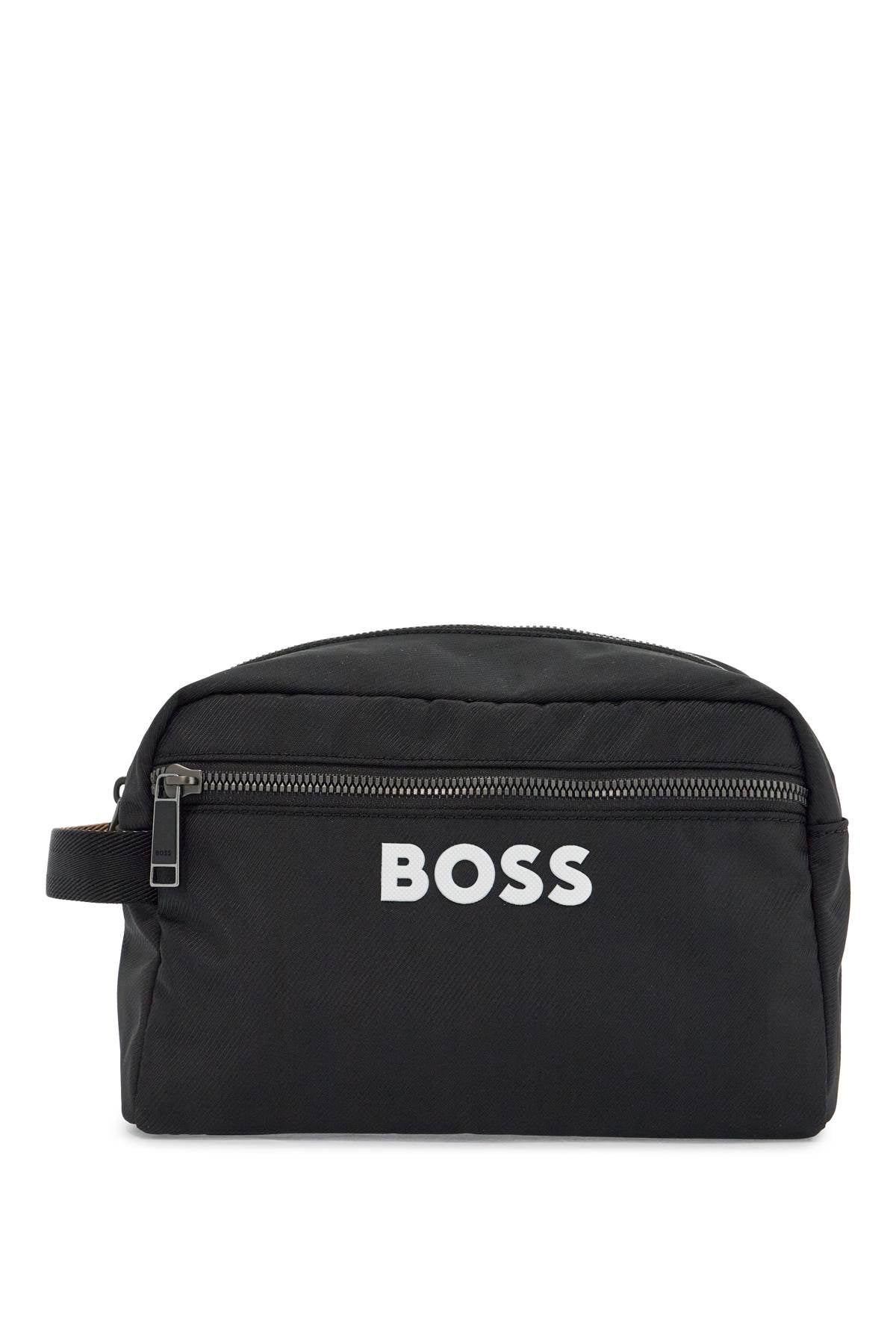 Boss black minimalist travel beauty case in eco-leather with zip image 0