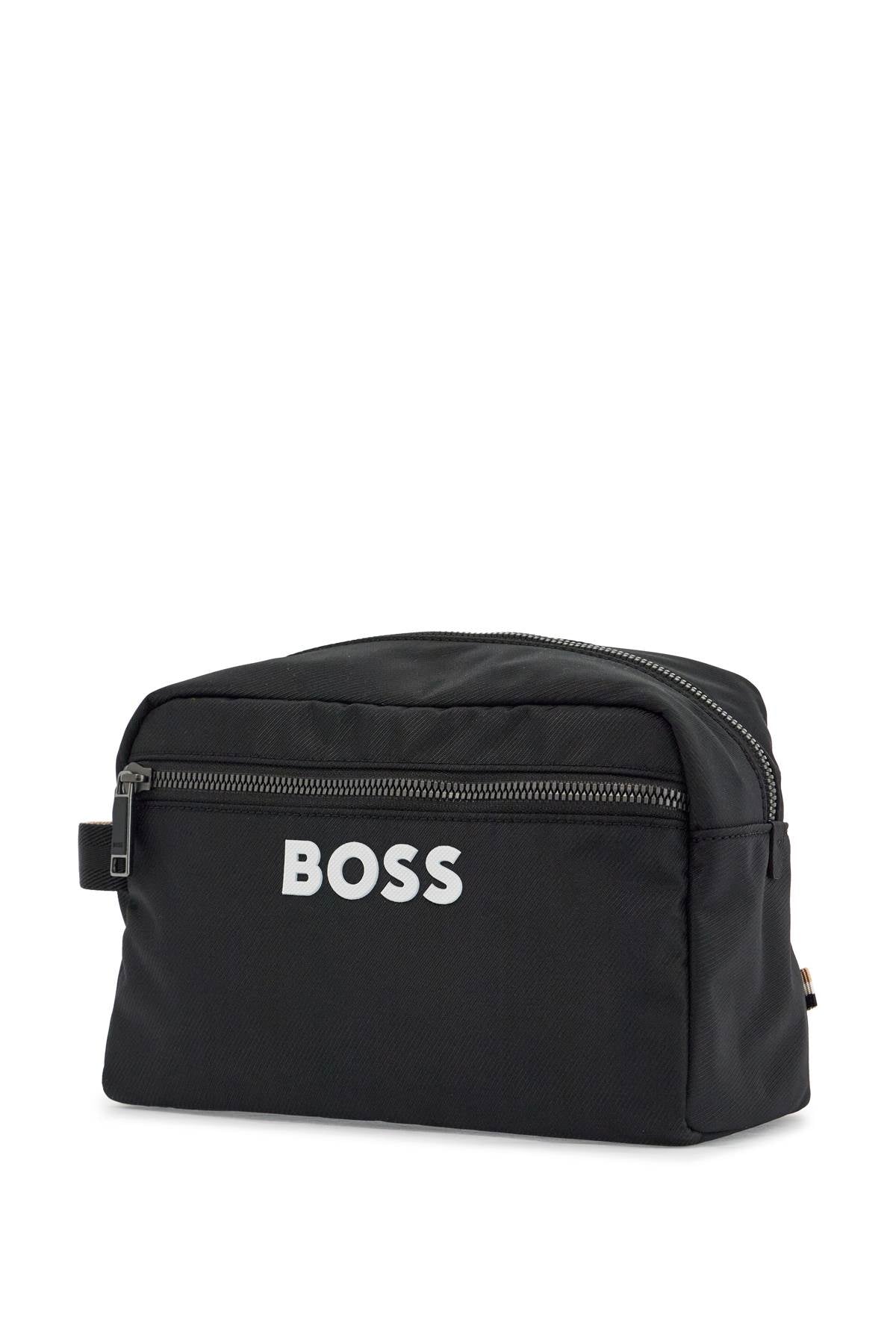 Boss black minimalist travel beauty case in eco-leather with zip image 2