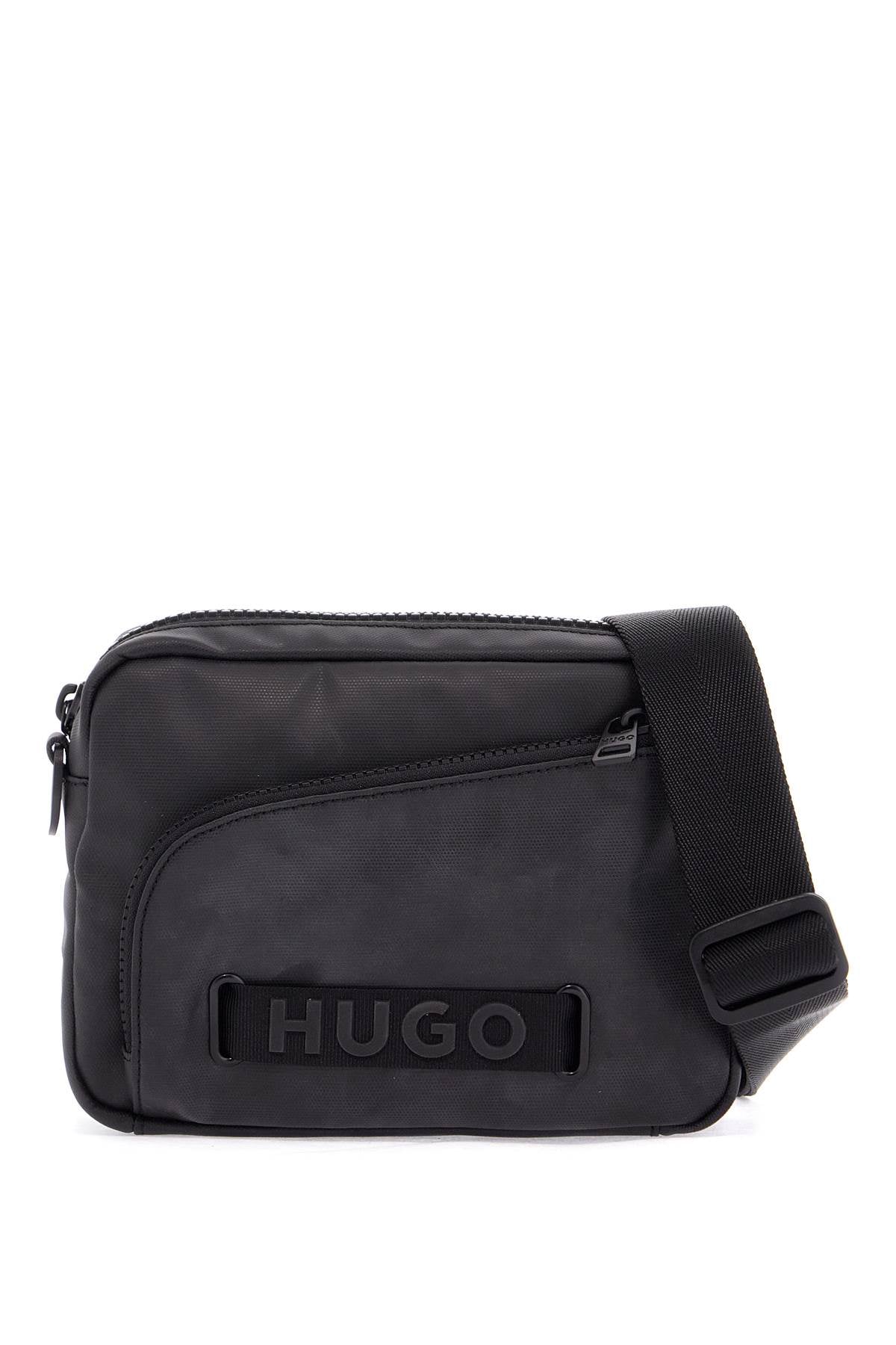 Hugo black minimalist nylon crossbody bag with zip image 0