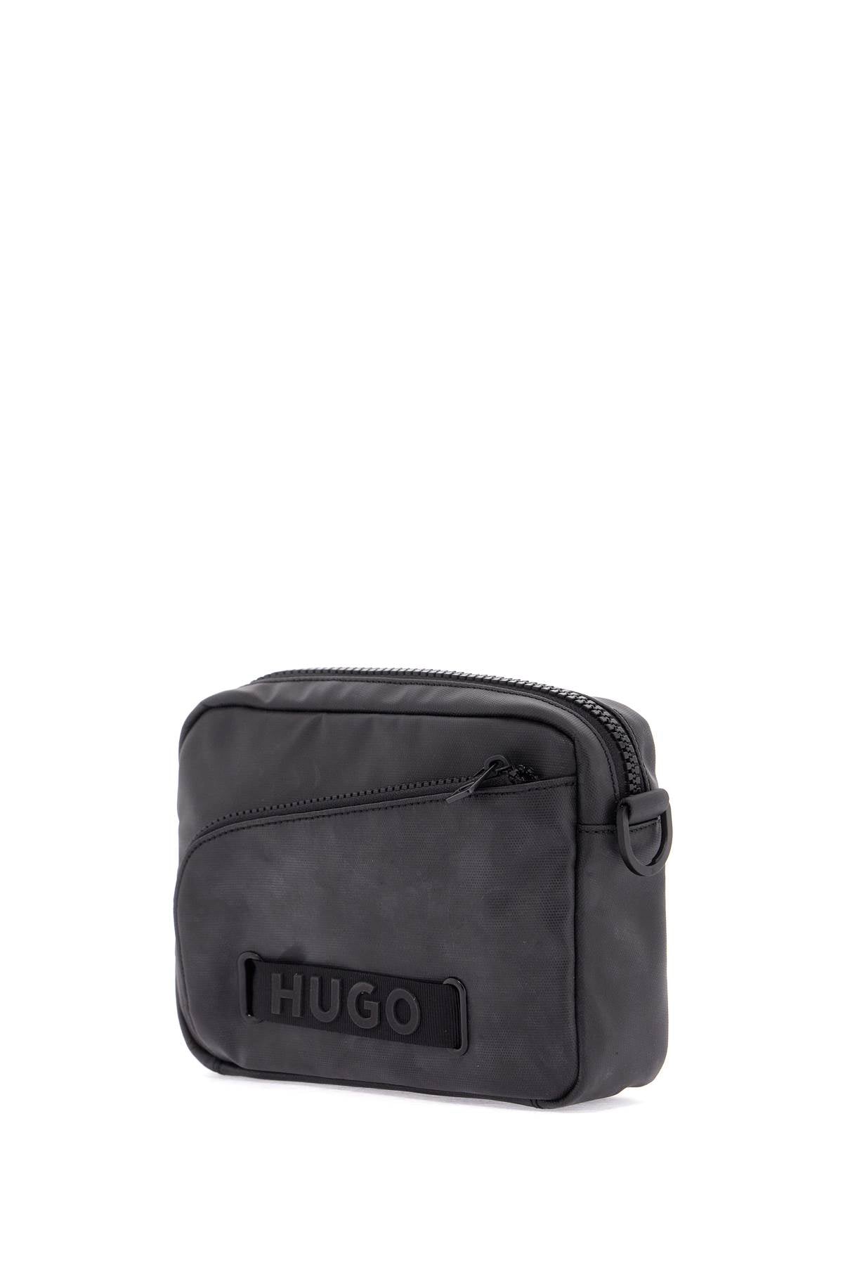 Hugo black minimalist nylon crossbody bag with zip image 2