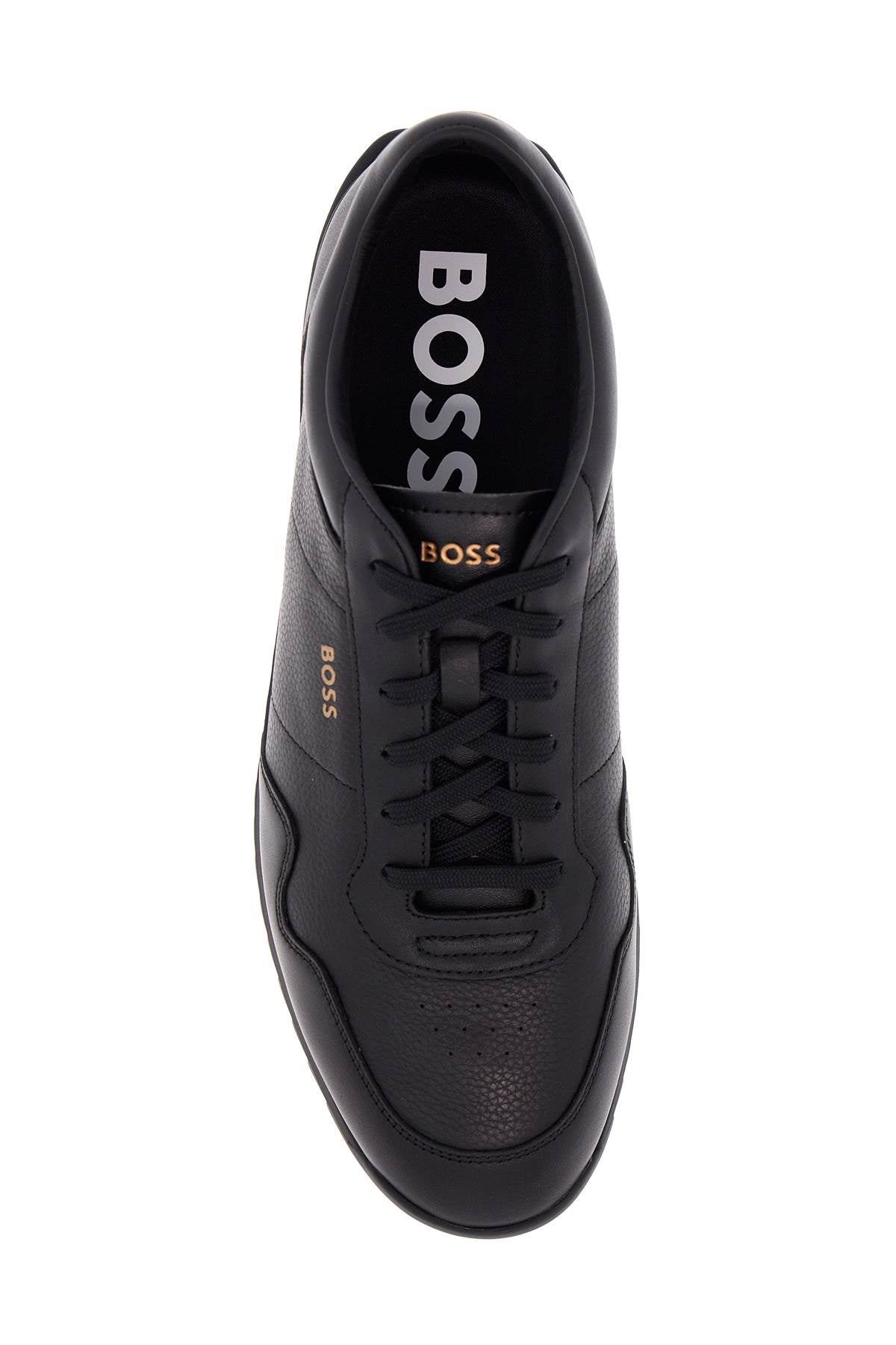 Boss men's black leather minimalist sneakers zayn_lowp_lttb image 1