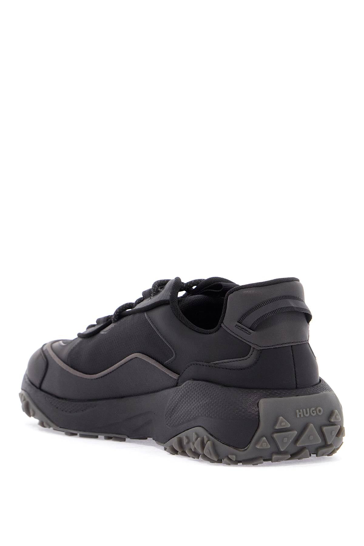 Hugo men's black sneakers with rubber sole and mixed materials image 2