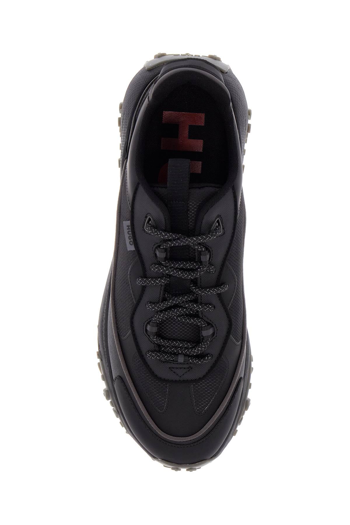 Hugo men's black sneakers with rubber sole and mixed materials image 1