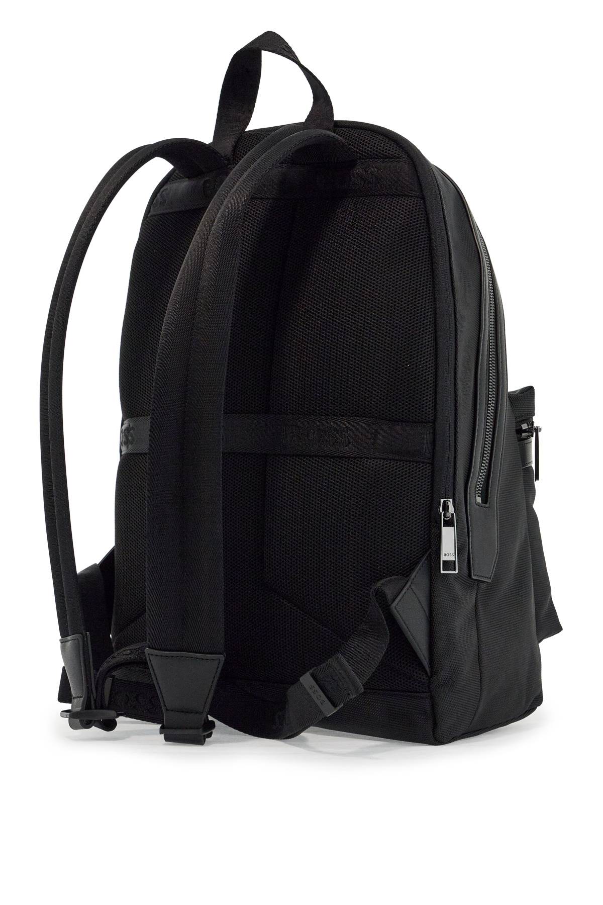 BOSS Recycled Fabric Backpack with Leather Trim image 1