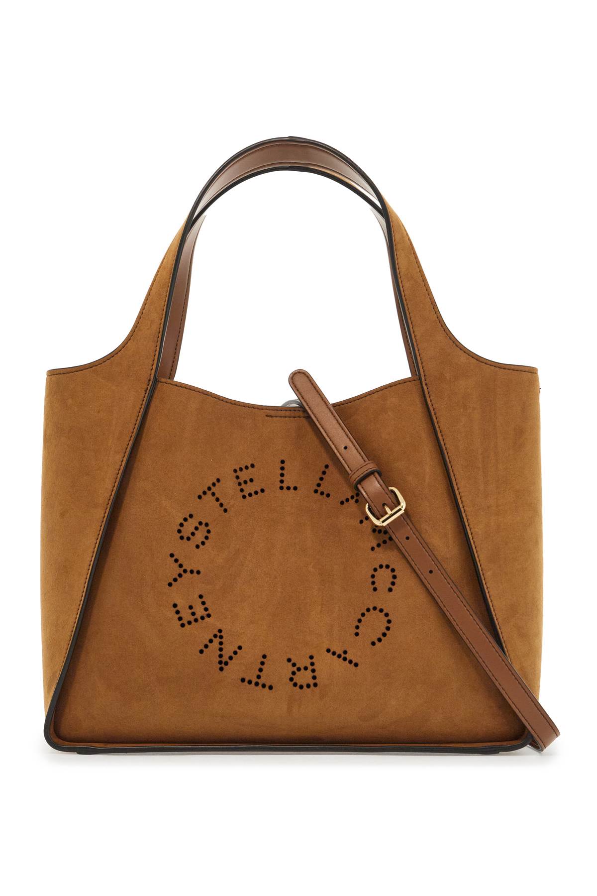 Stella McCartney Logo Tote Bag: Vegan Suede, Gold Accents image 0