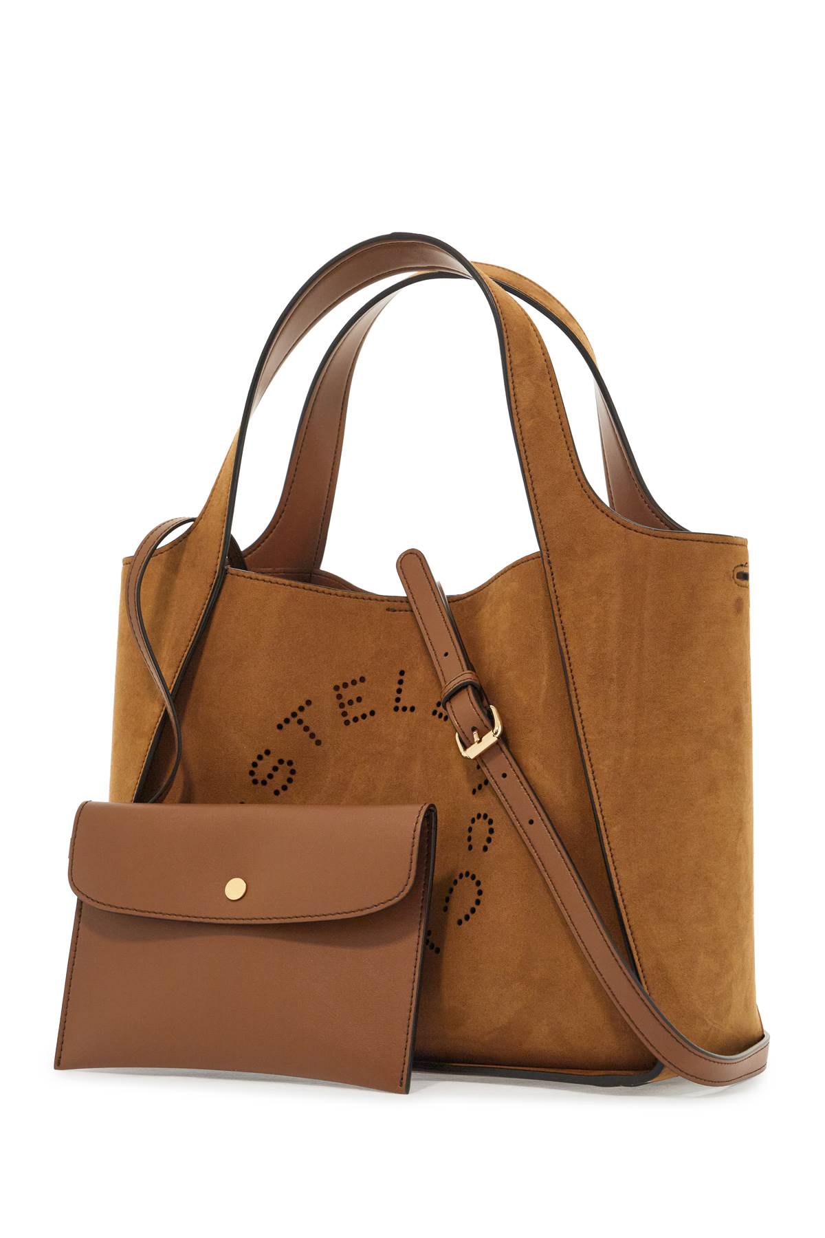 Stella McCartney Logo Tote Bag: Vegan Suede, Gold Accents image 2