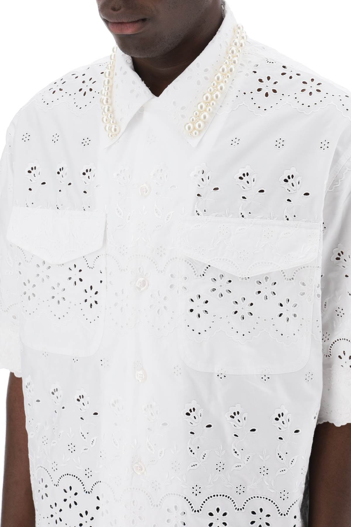 Simone Rocha "scalloped lace shirt with pearl image 3