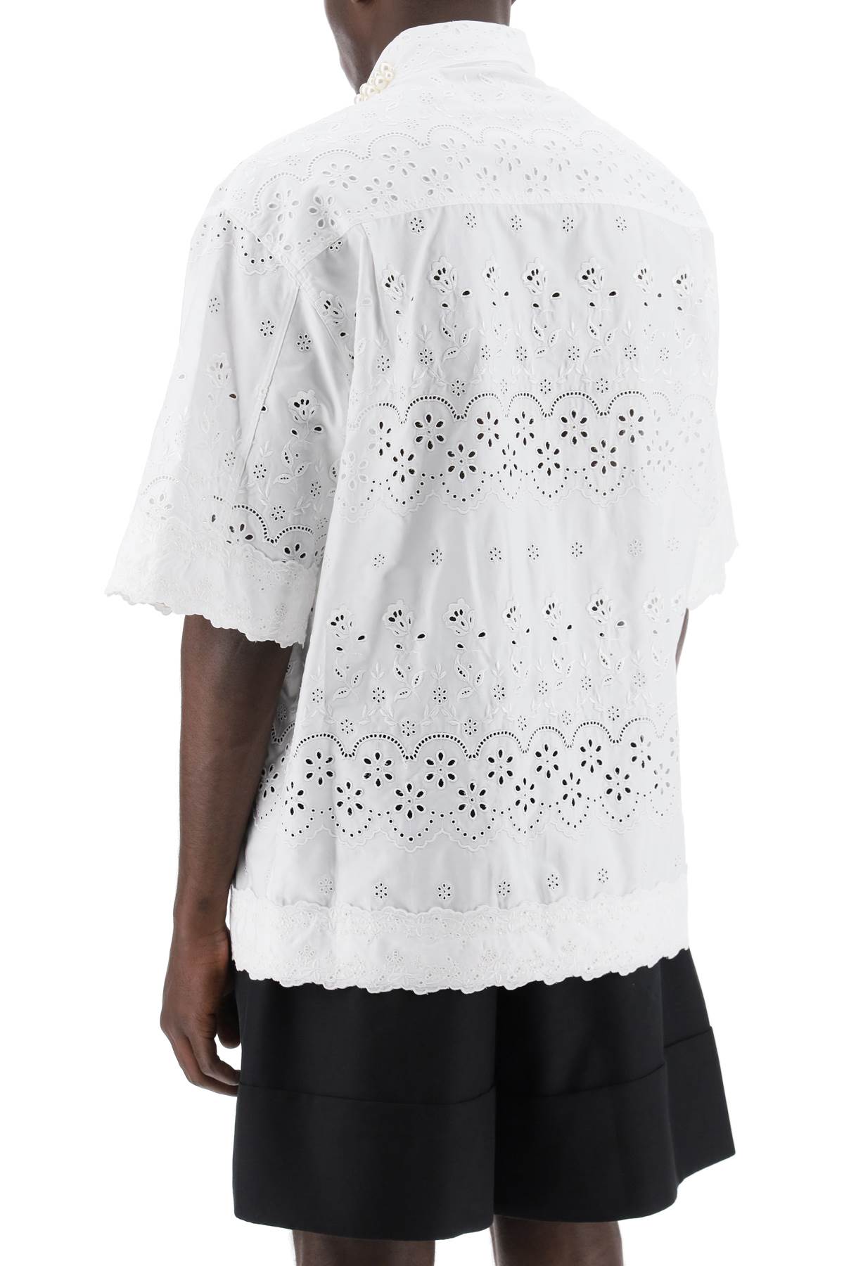 Simone Rocha "scalloped lace shirt with pearl image 2