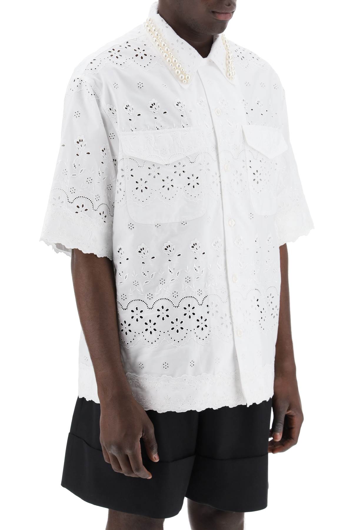 Simone Rocha "scalloped lace shirt with pearl image 1