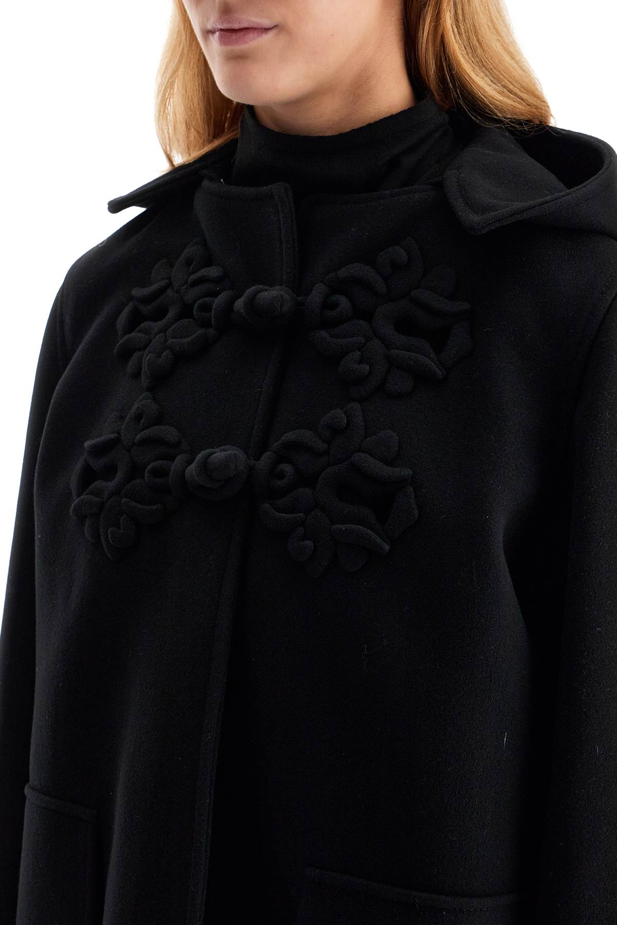 Valentino Garavani Double Wool Embroidered Montgomery Coat image 3