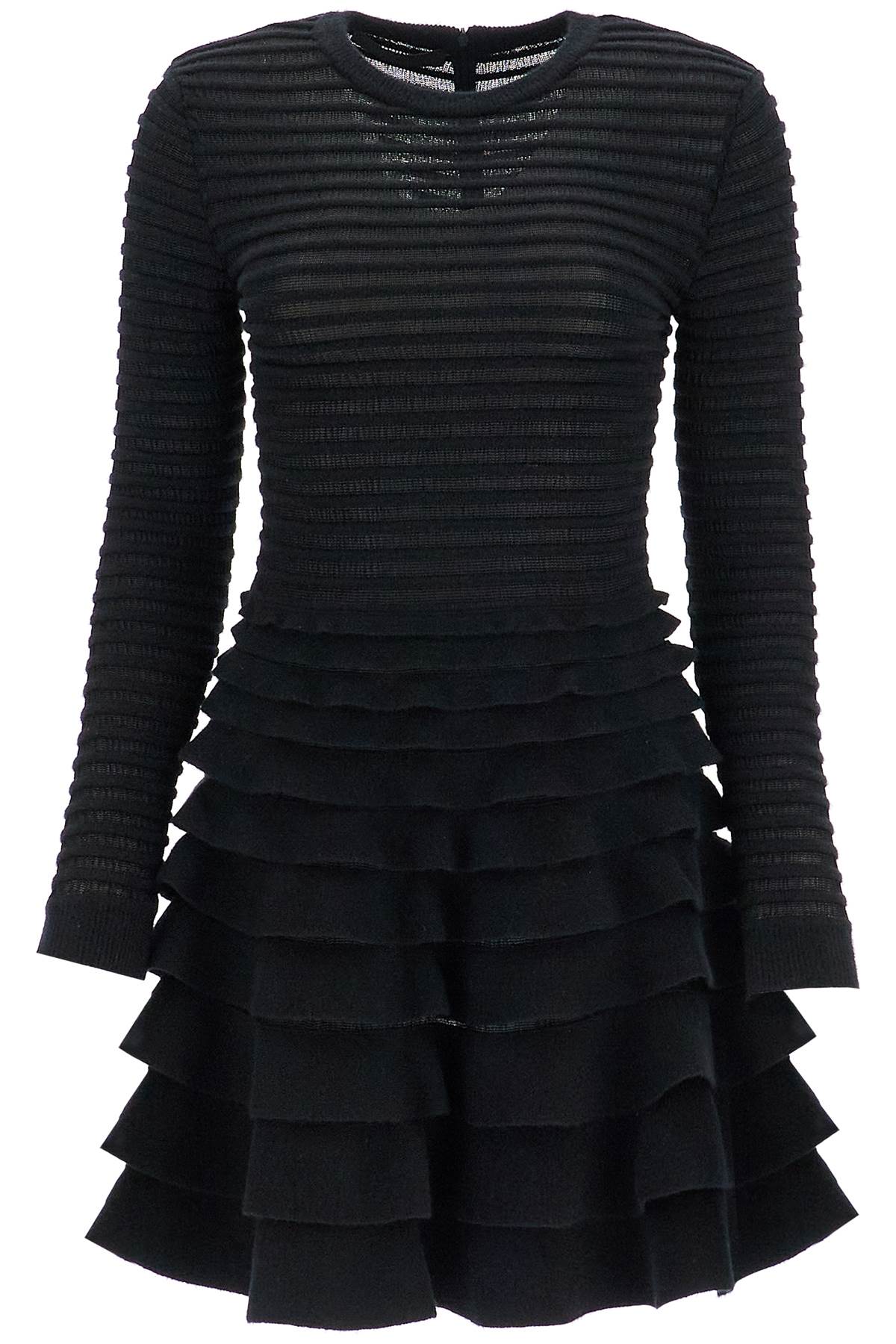 Valentino Garavani Mini Viscose and Wool Dress with Degradé Ruffle image 0