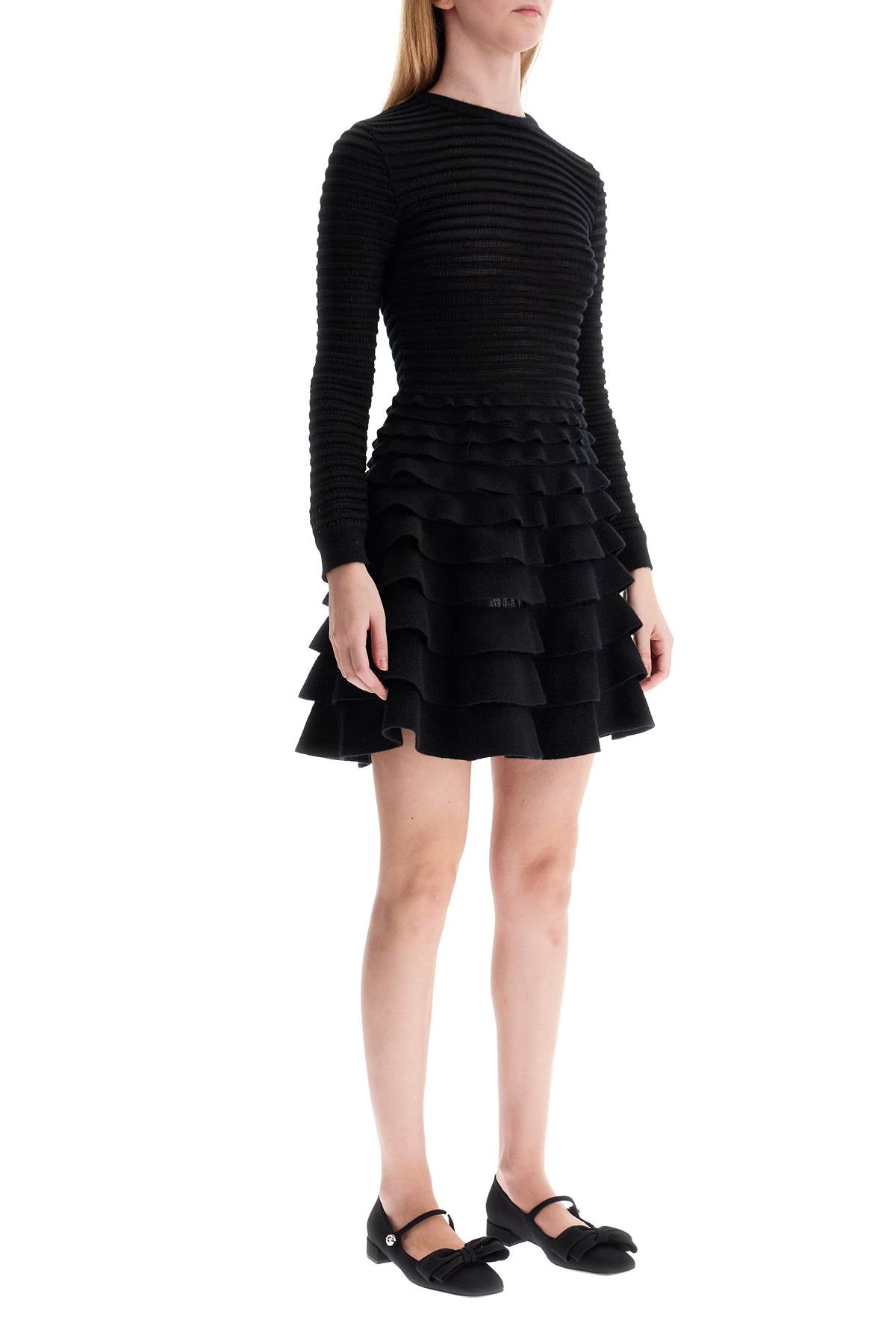 Valentino Garavani Mini Viscose and Wool Dress with Degradé Ruffle image 1