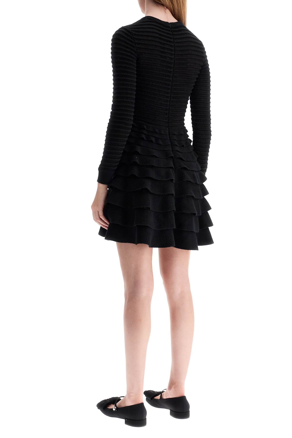 Valentino Garavani Mini Viscose and Wool Dress with Degradé Ruffle image 2