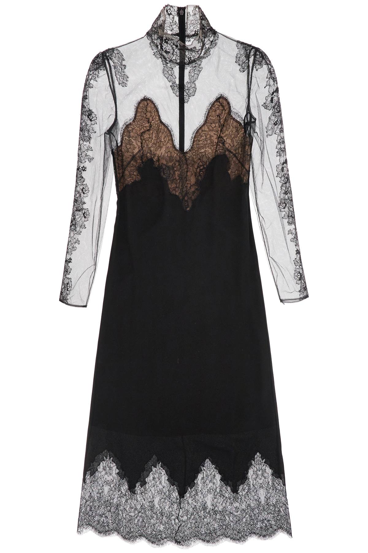 Valentino Garavani Silk and Chantilly Lace Midi Dress image 0