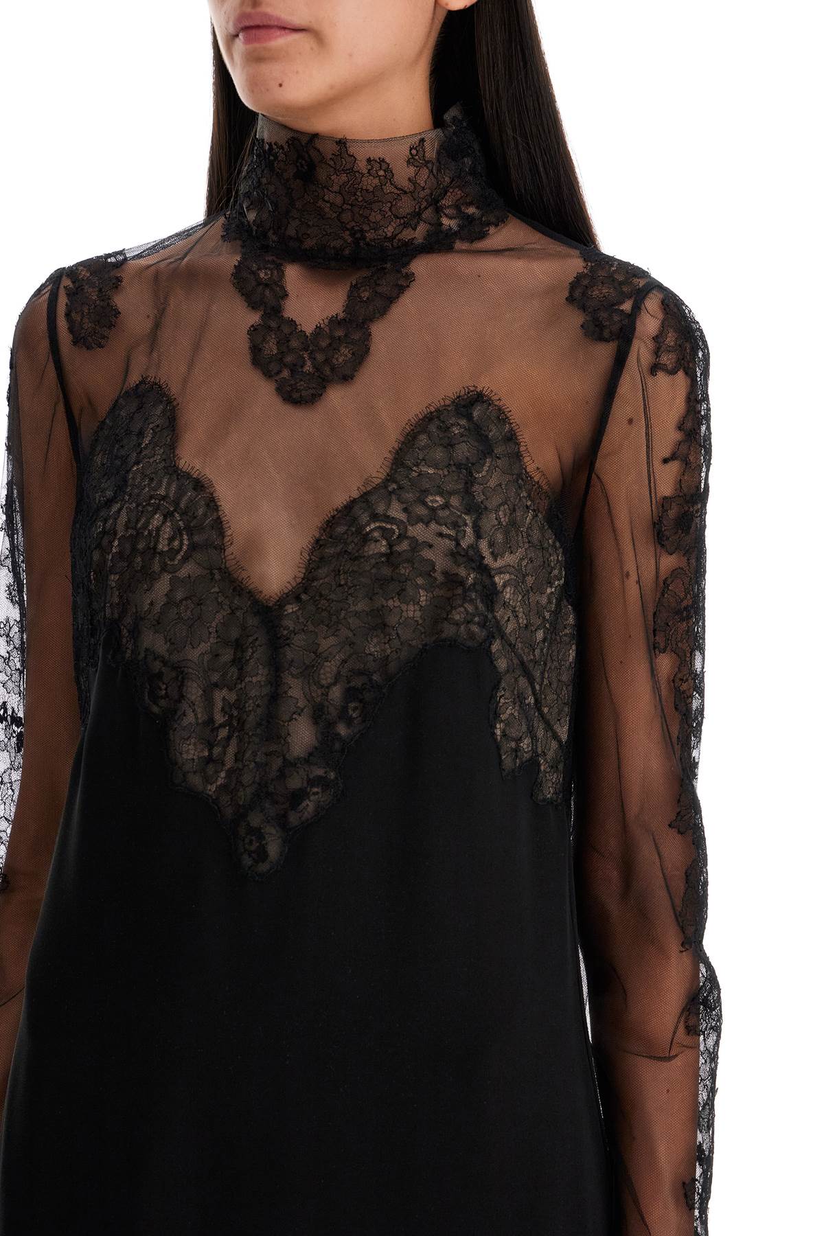 Valentino Garavani Silk and Chantilly Lace Midi Dress image 3