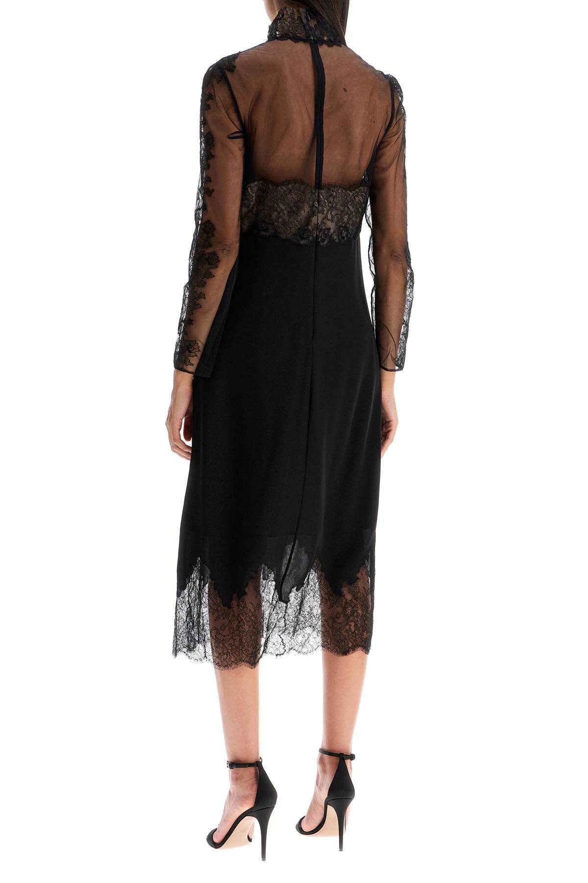 Valentino Garavani Silk and Chantilly Lace Midi Dress image 2